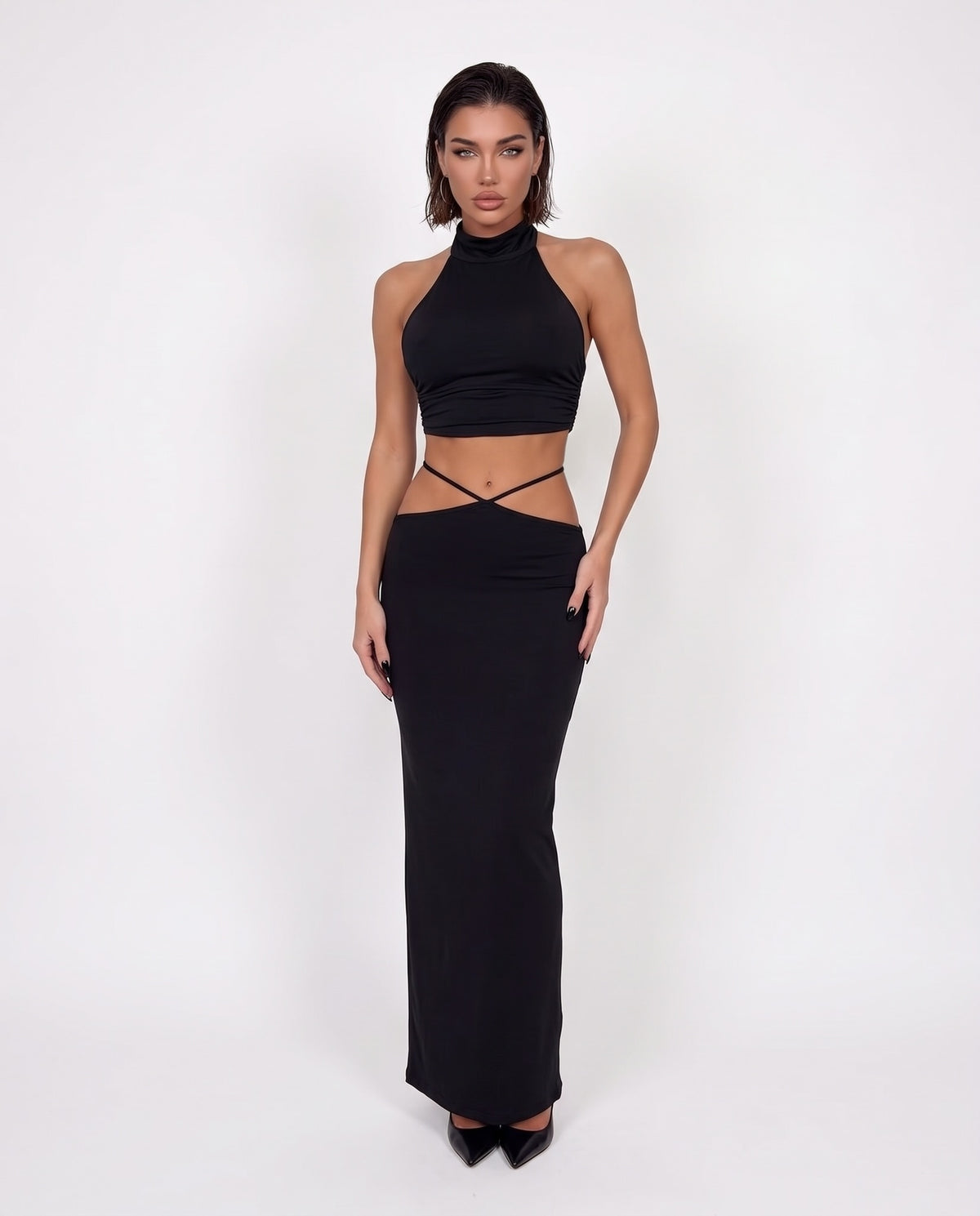 Coord Set Lace Pant-Black