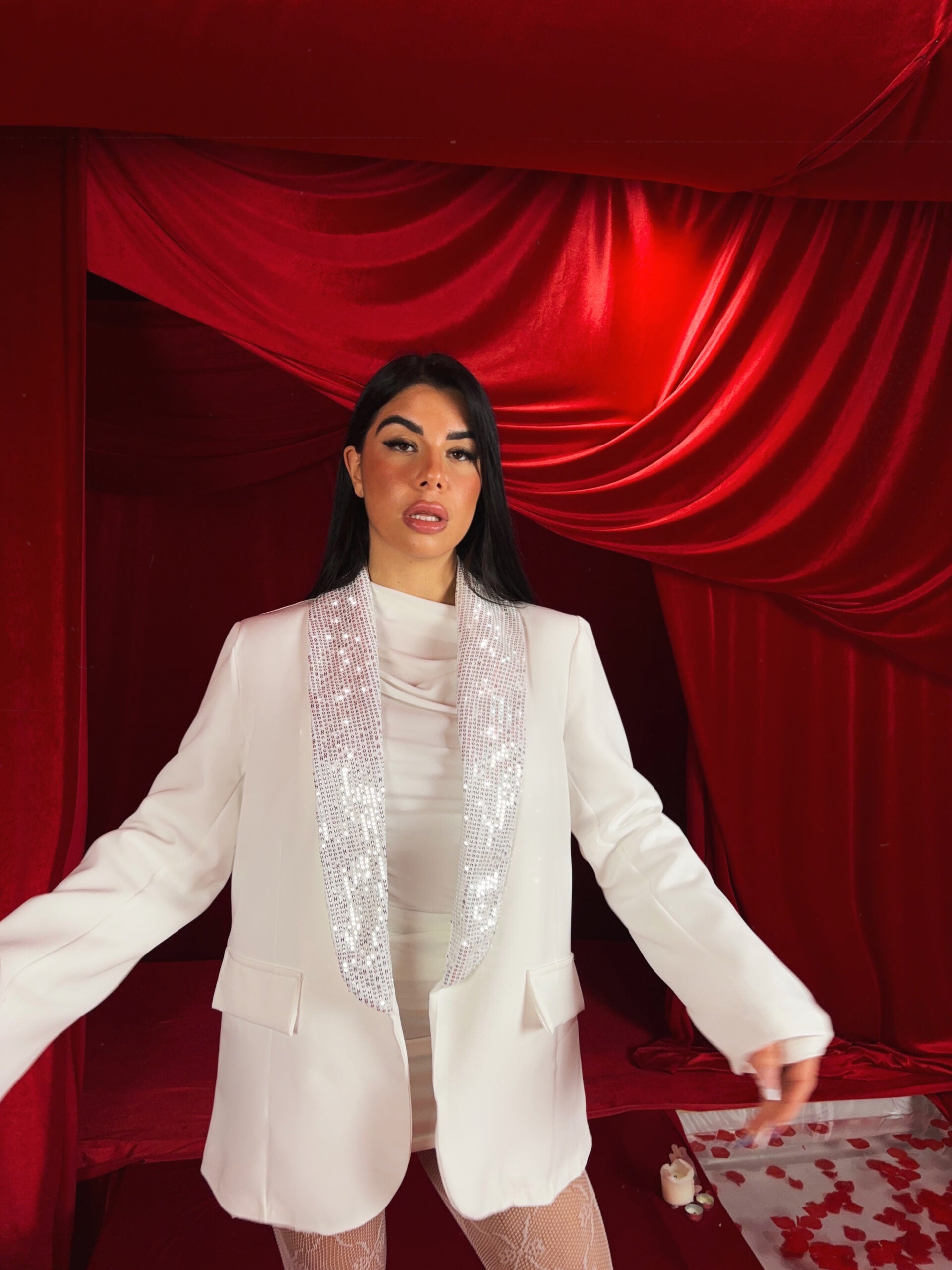 Giacca Sequin Night - White