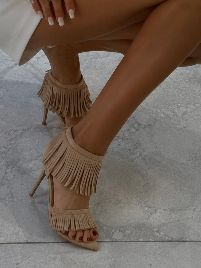 Sandalo Boho Fringe-Beige