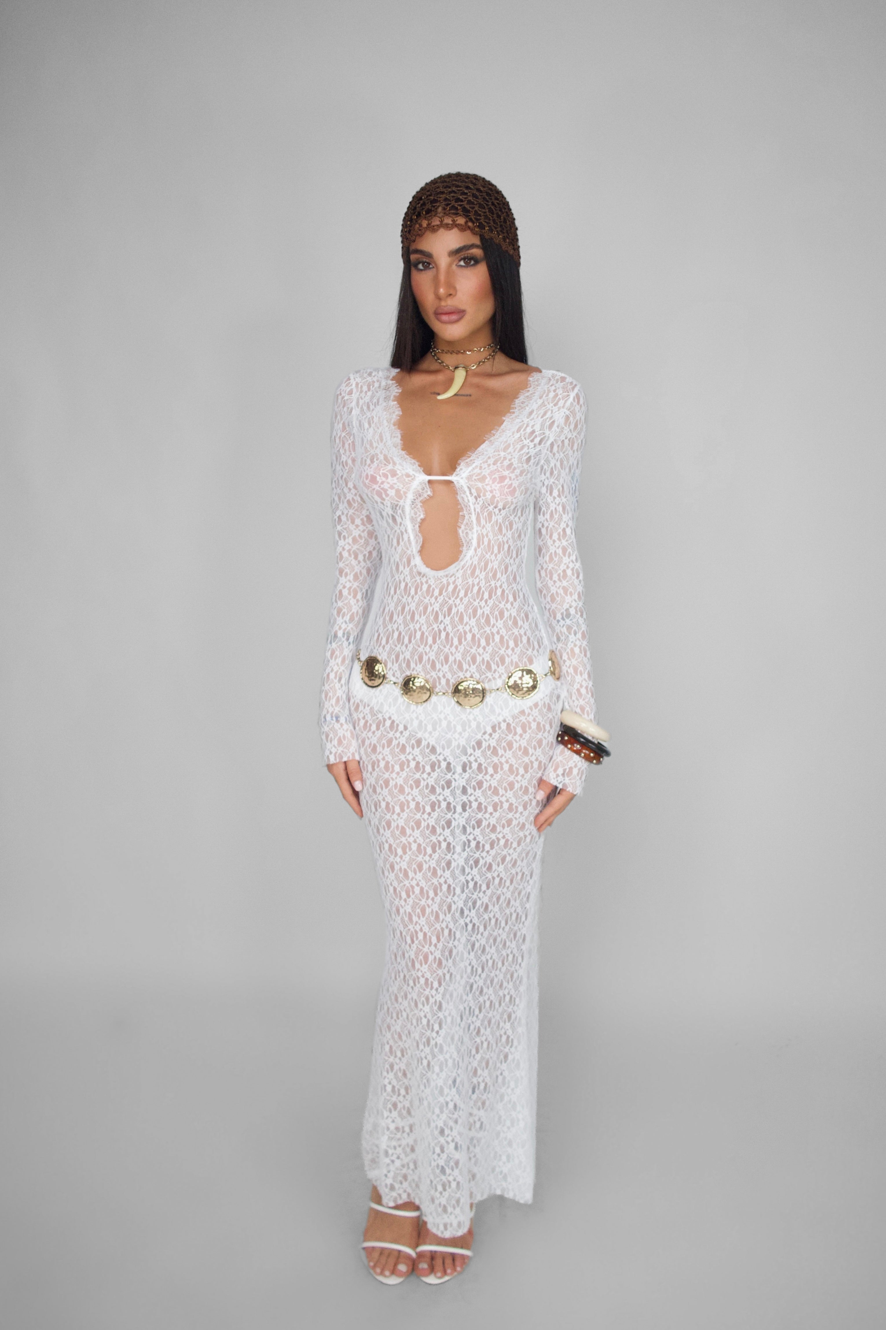 Abito Naked Lace-White