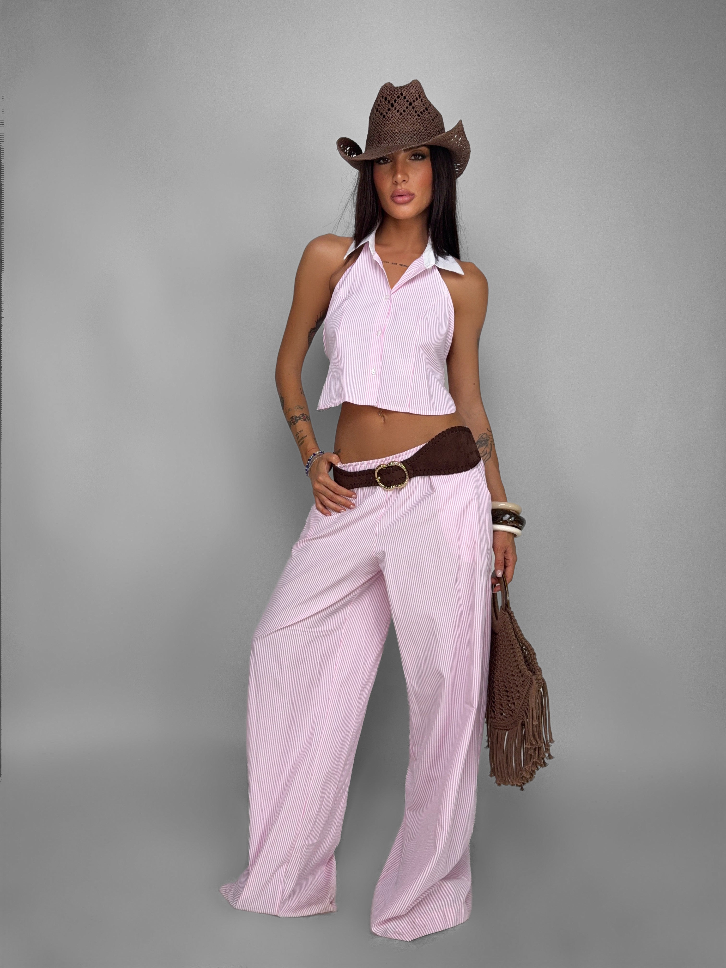 Completo Pinstripe Collar-Pink