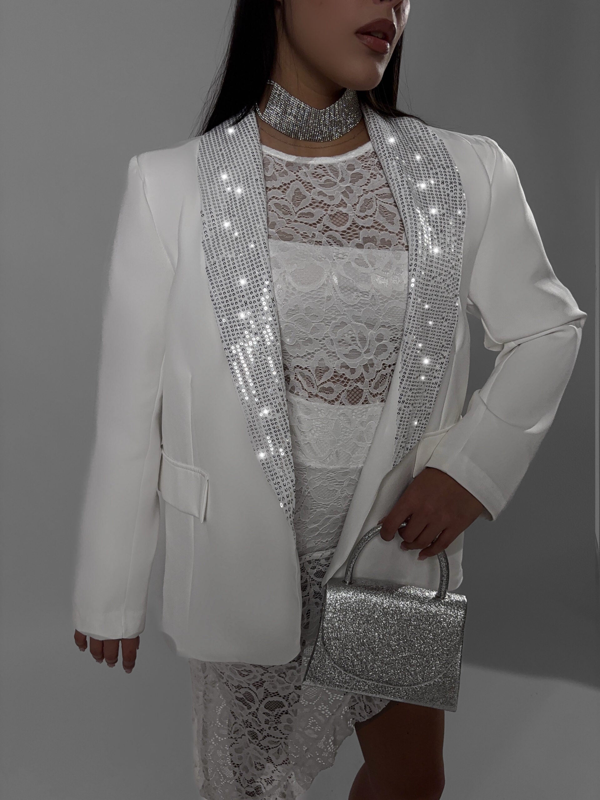 Giacca Sequin Night - White