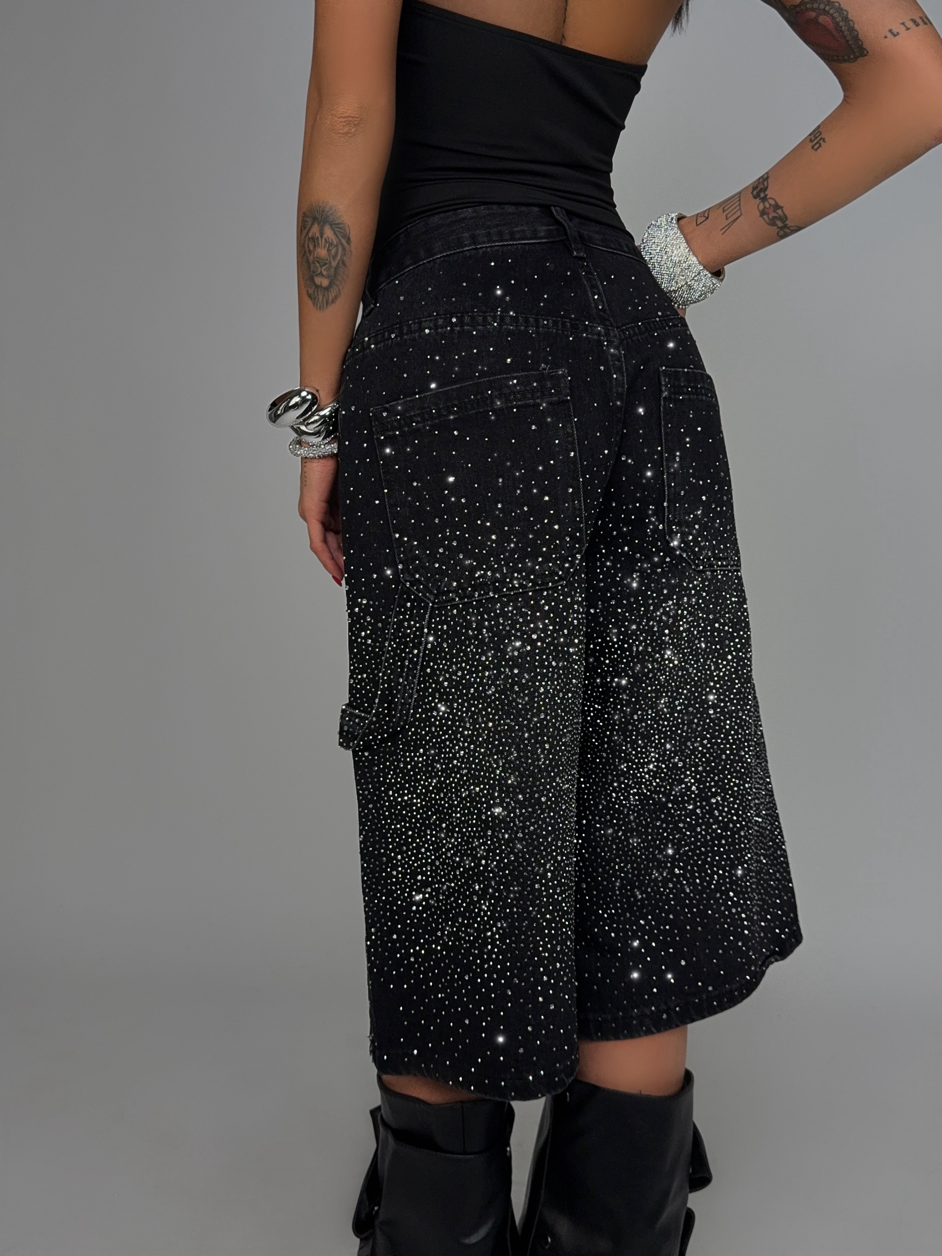 Shiny Black Bermuda Shorts