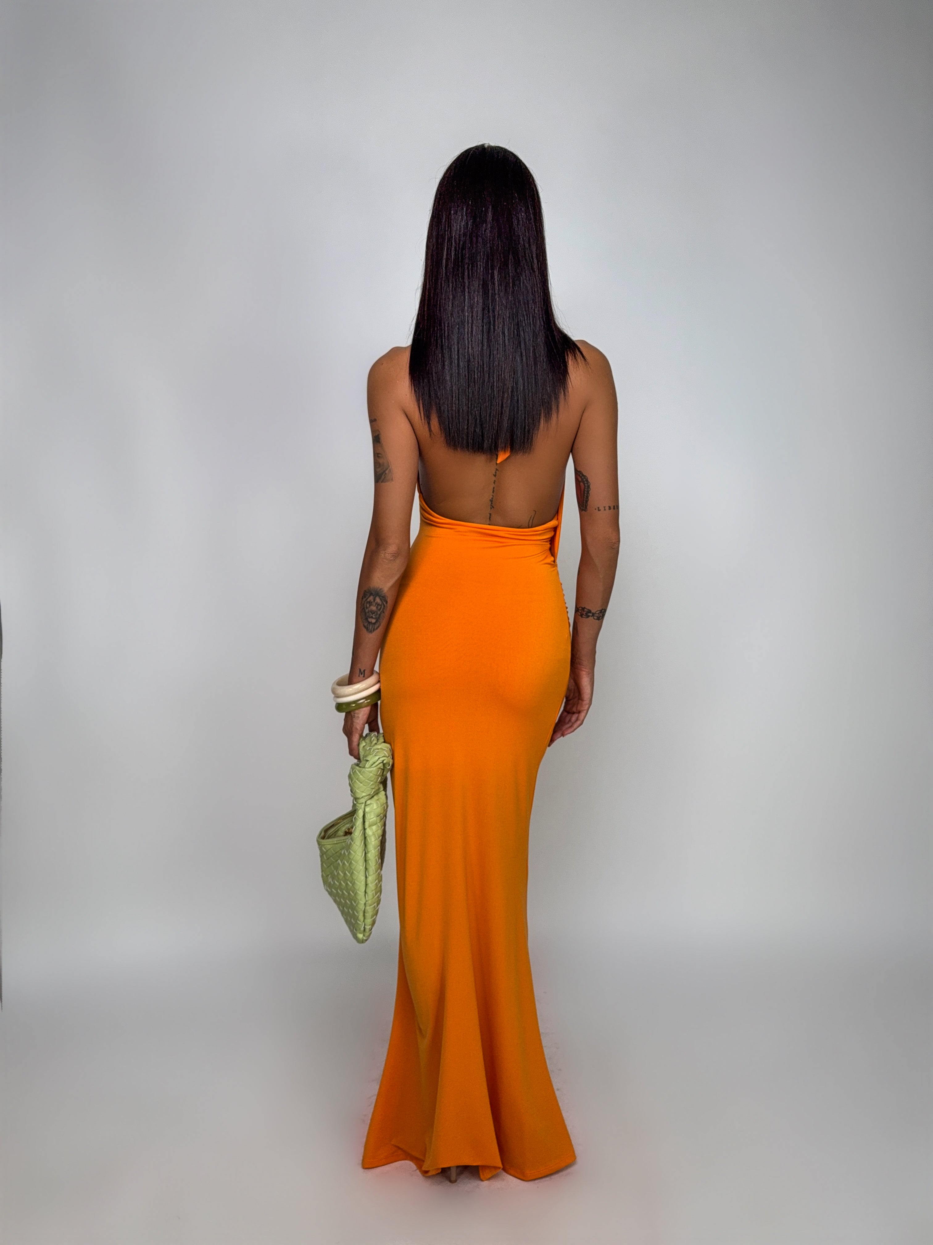 Abito Contour Draped-Orange