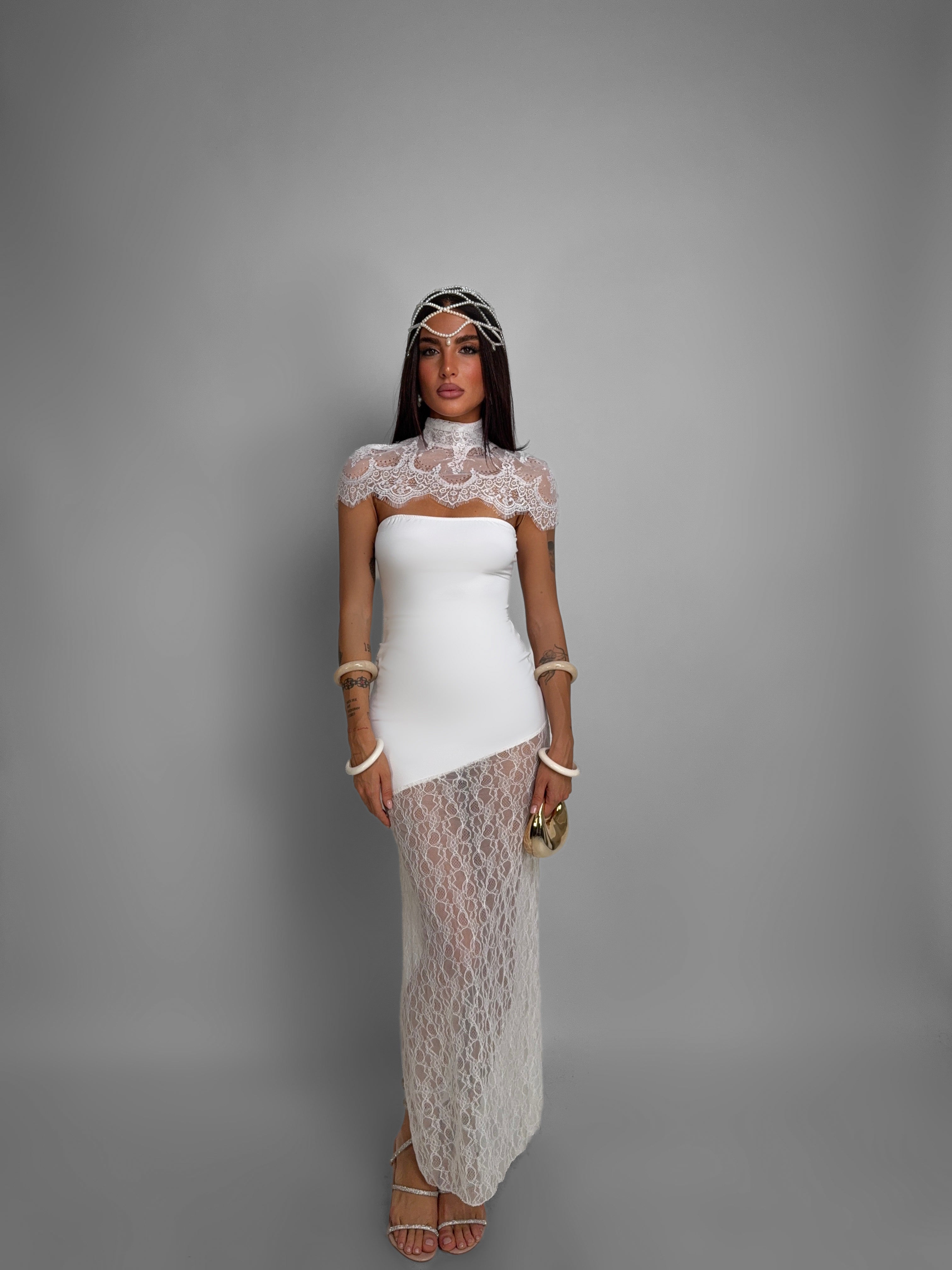 Abito Elegant Shoulder-White