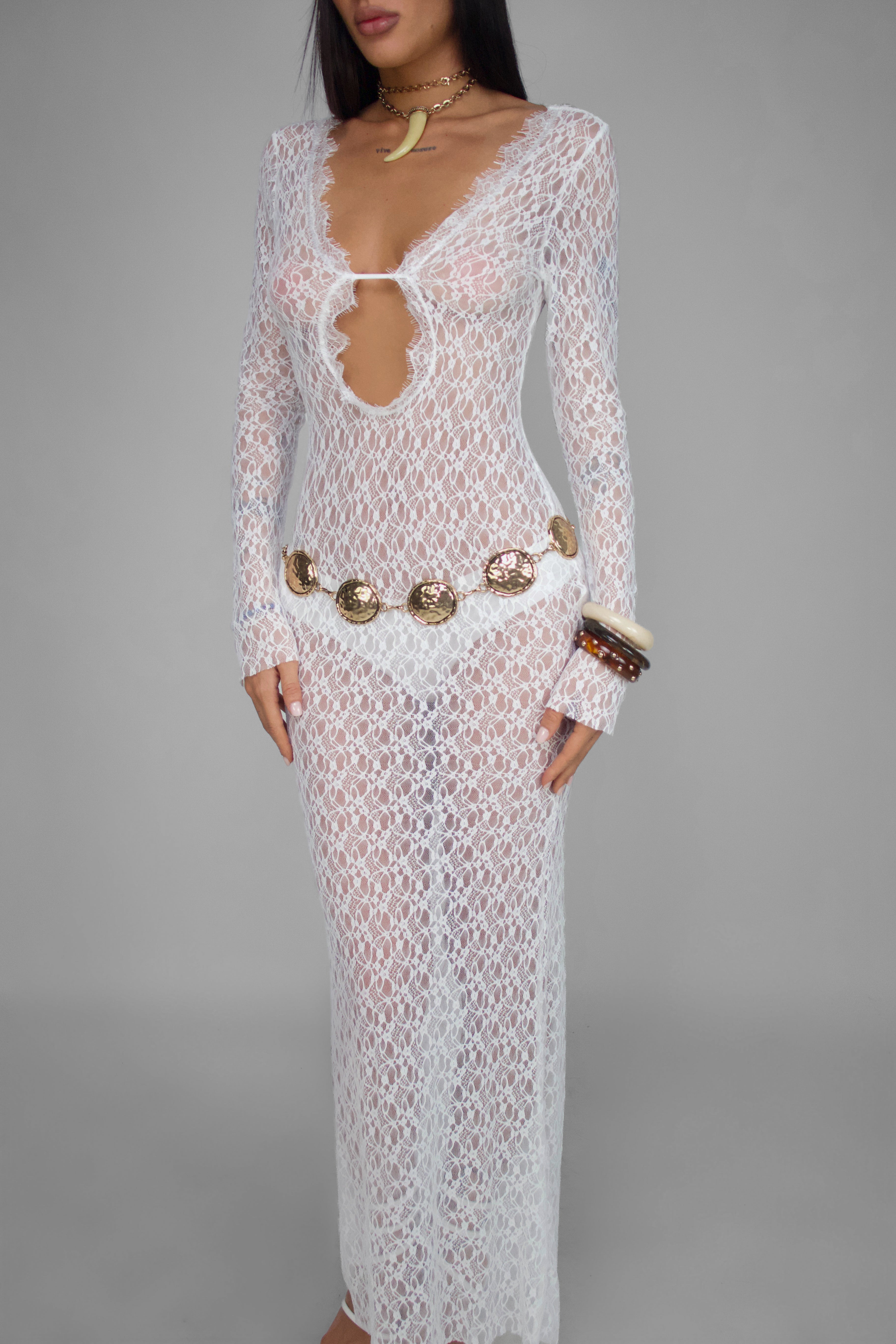 Abito Naked Lace-White