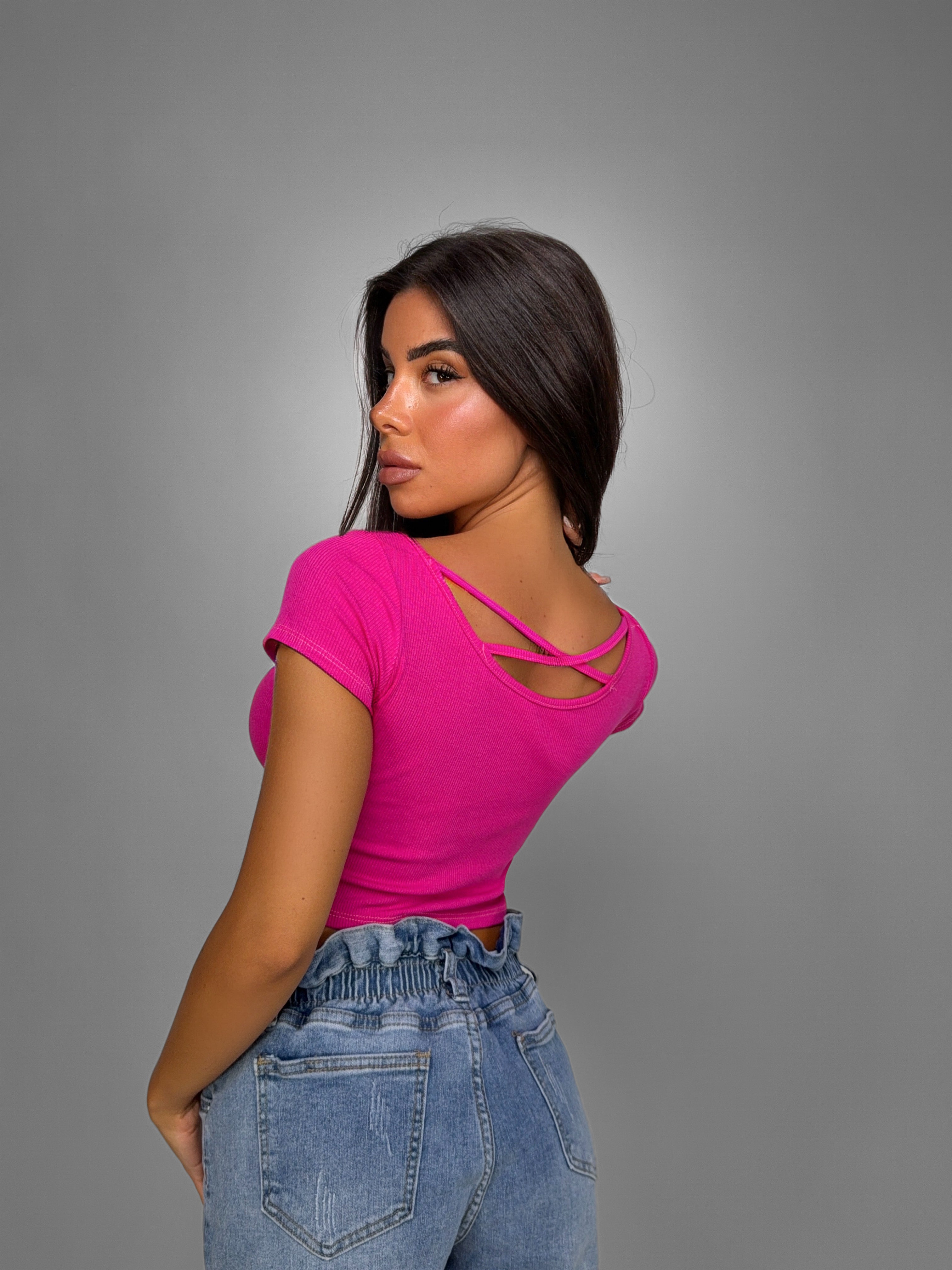 Top Lace-Up Crop-Pink