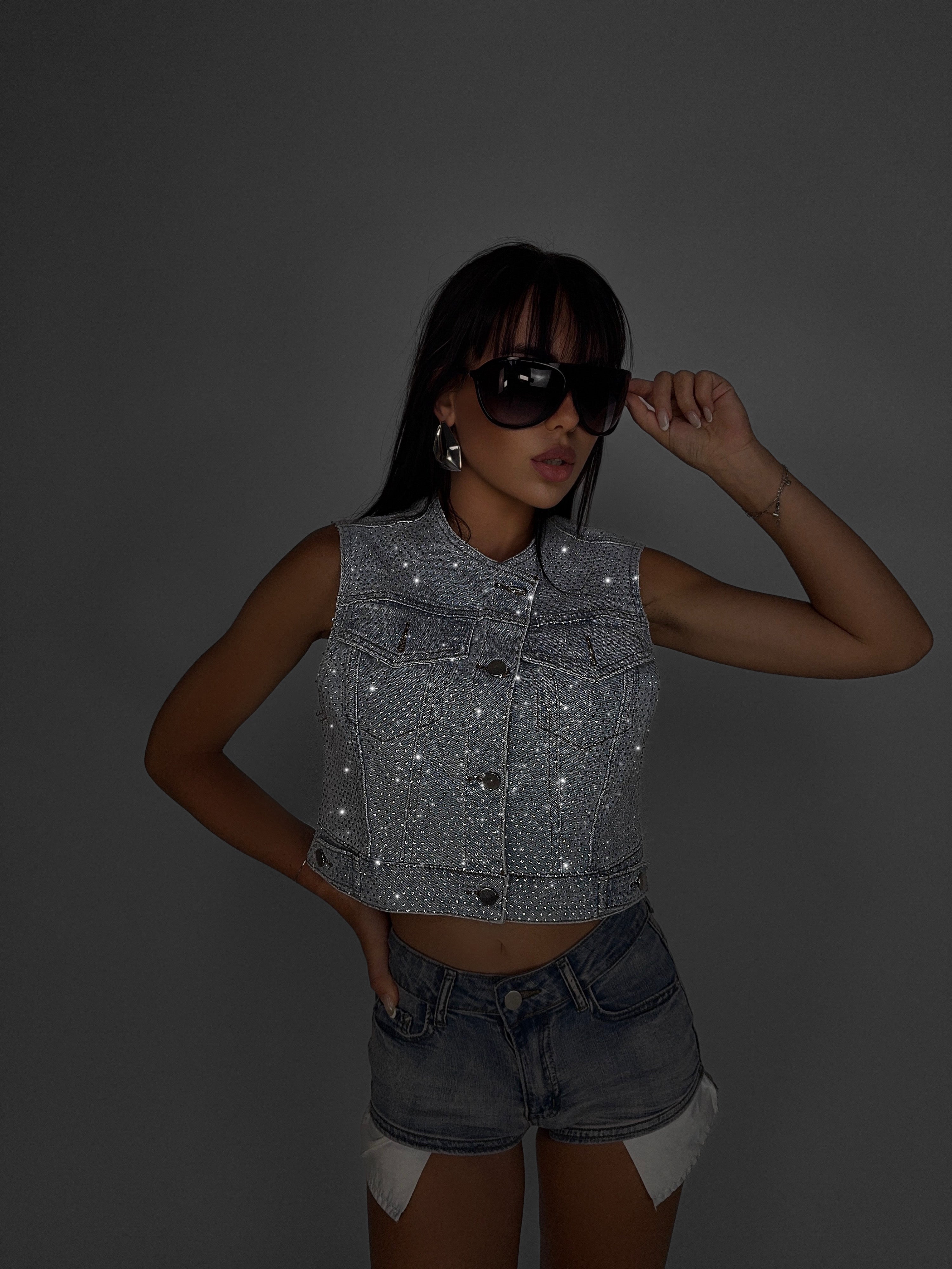 Cosmic Glow-Denim Vest
