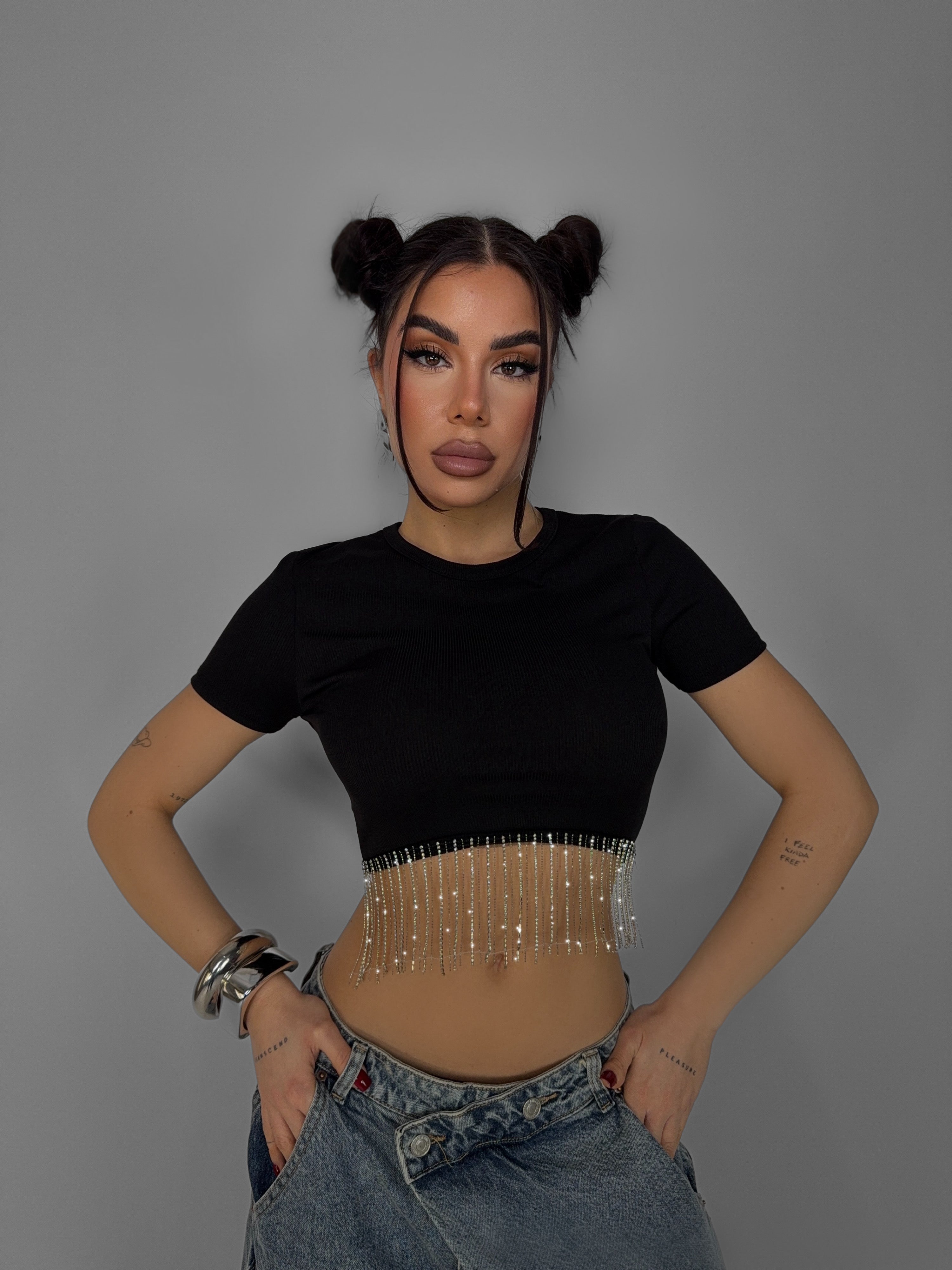Top Fringe Glow-Black