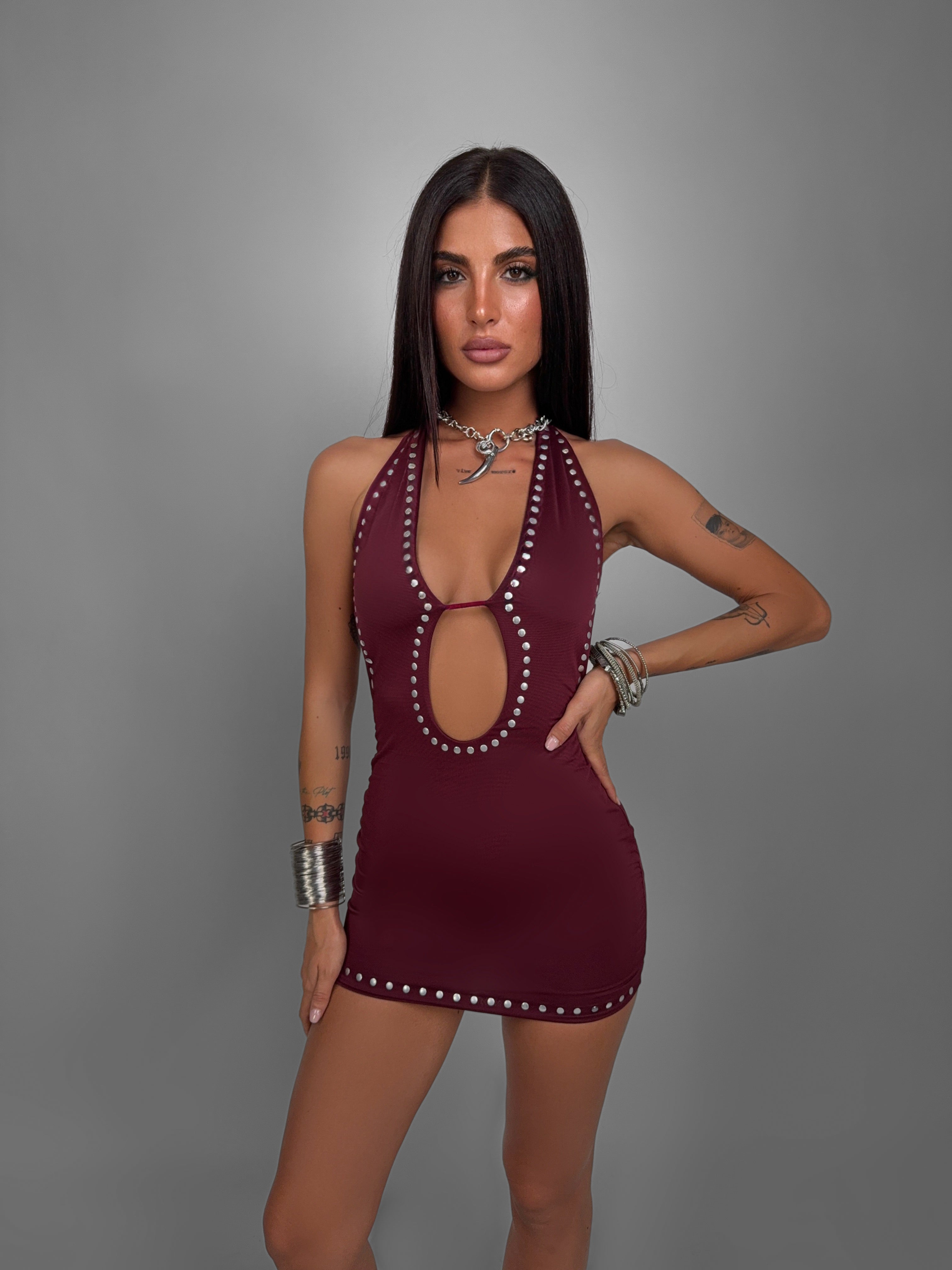 Abito Edgy Silver-Cherry Red