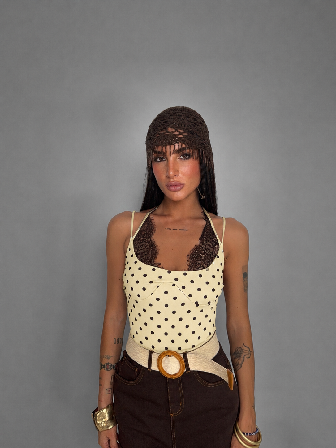Body Polka Dot Lace-Yellow
