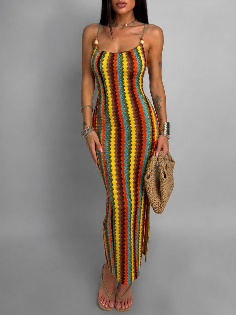 Abito Wavy Stripe-Brown
