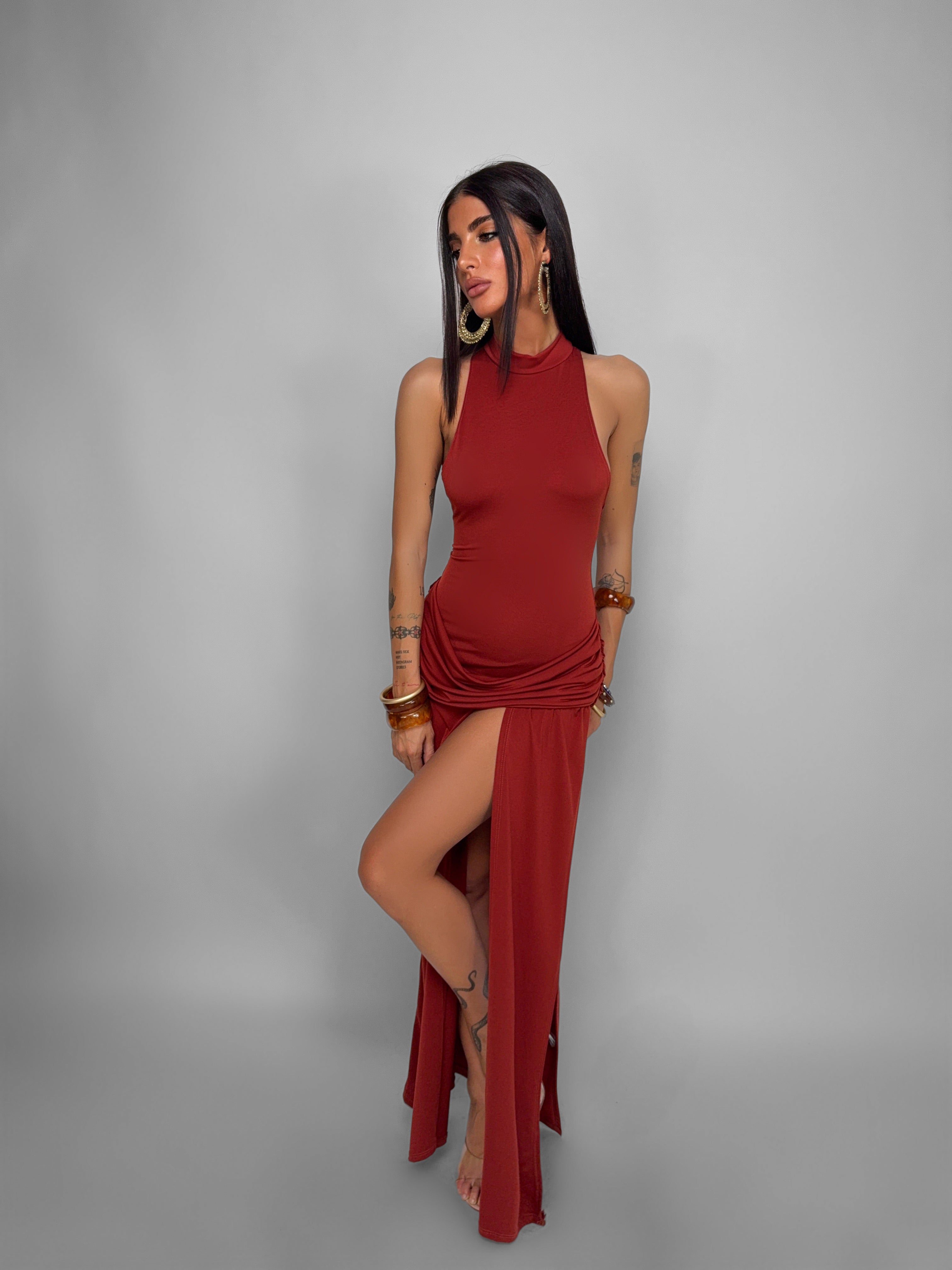 Dramatic Slit Dress - White