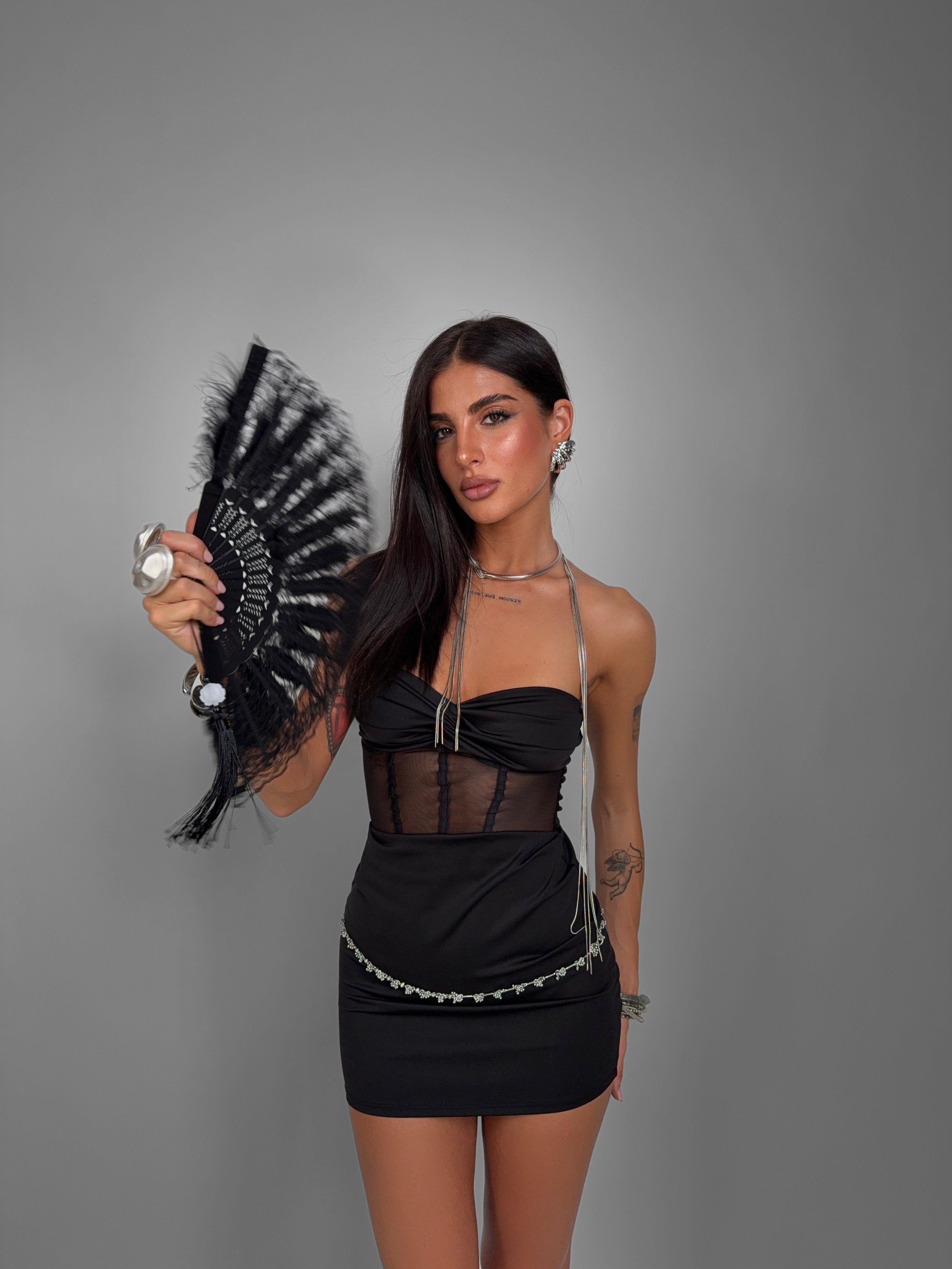 Abito Corset Mesh-Black