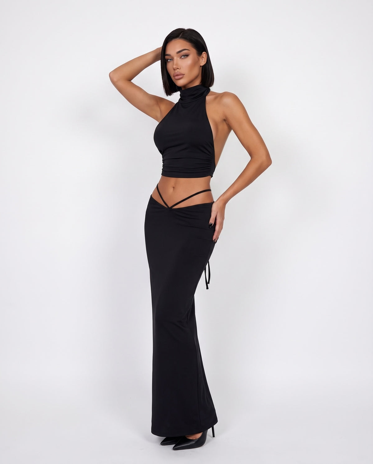 Coord Set Lace Pant-Black