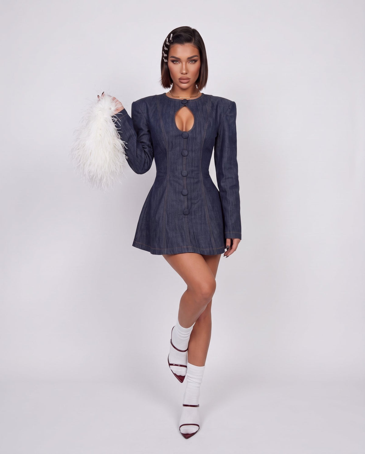 Abito Denim Button