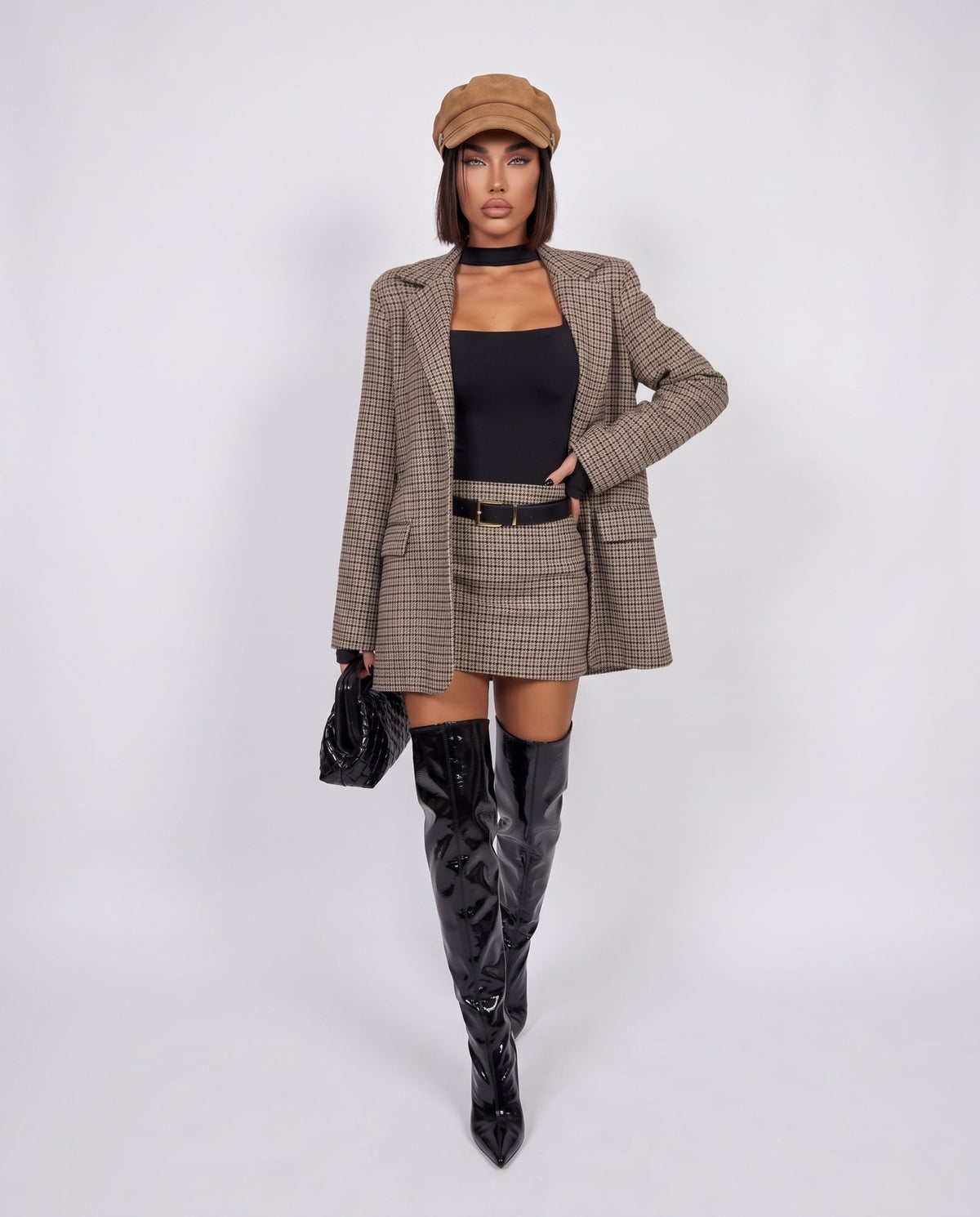 Giacca Mini Check-Beige