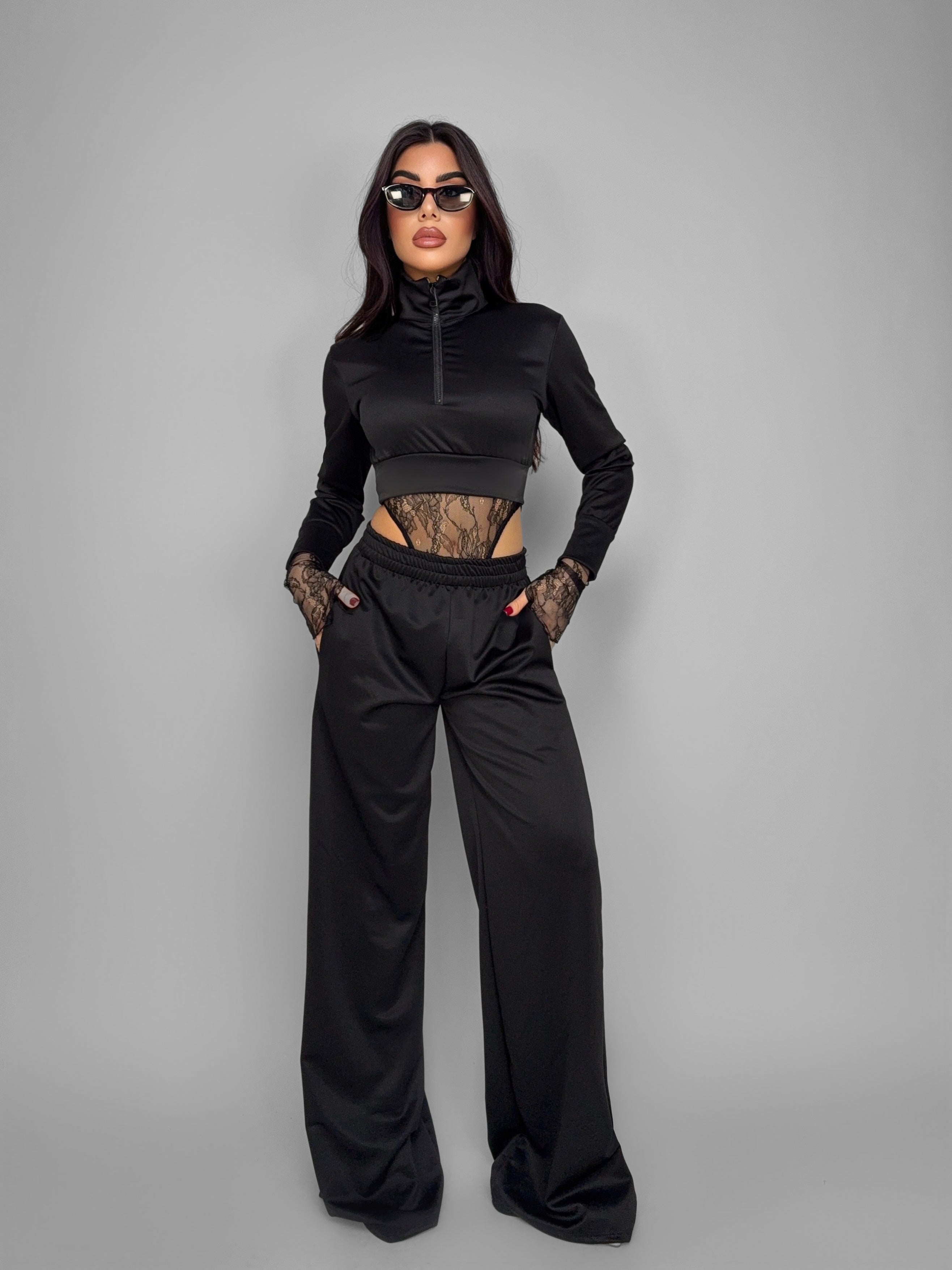 Completo Cord-set Lace Delirium - Black