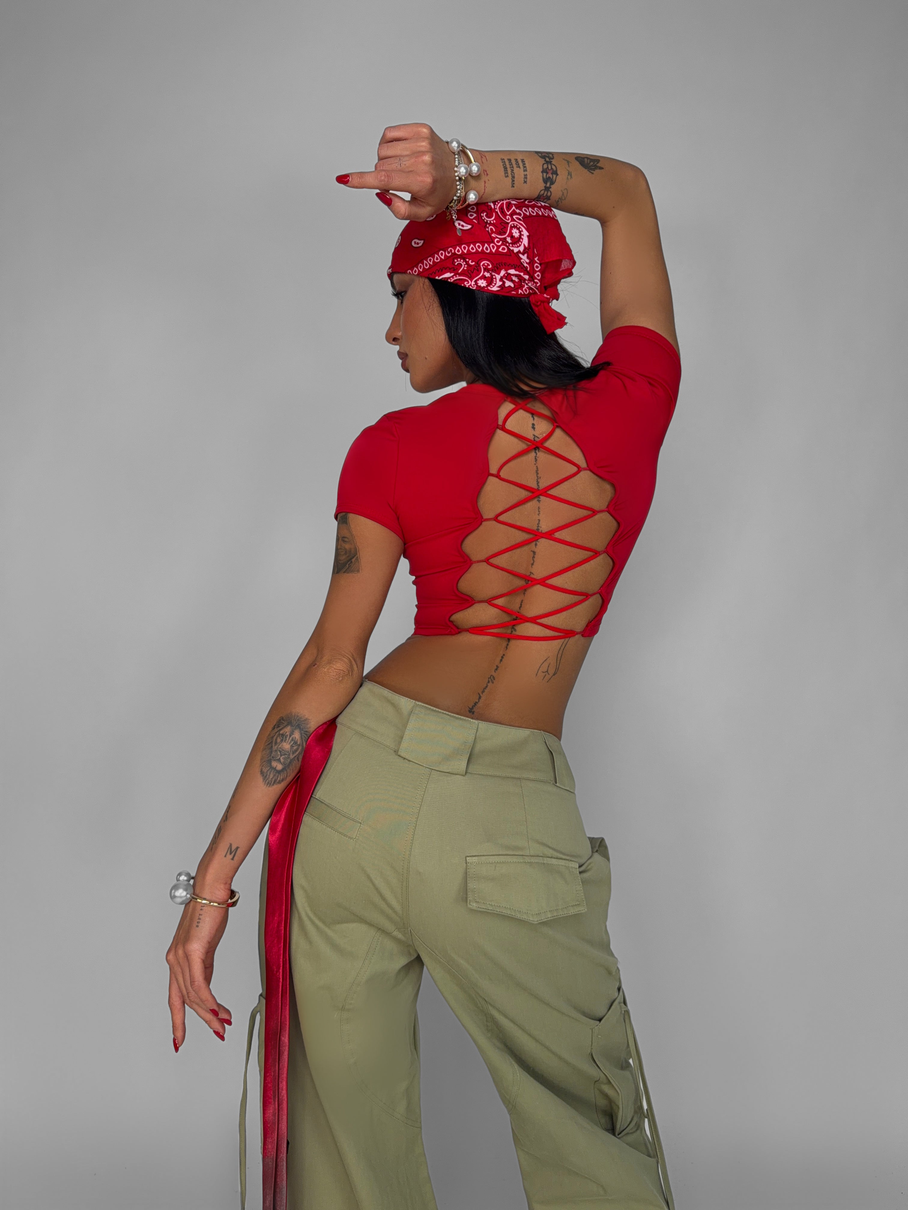 Top Back Tie-Red