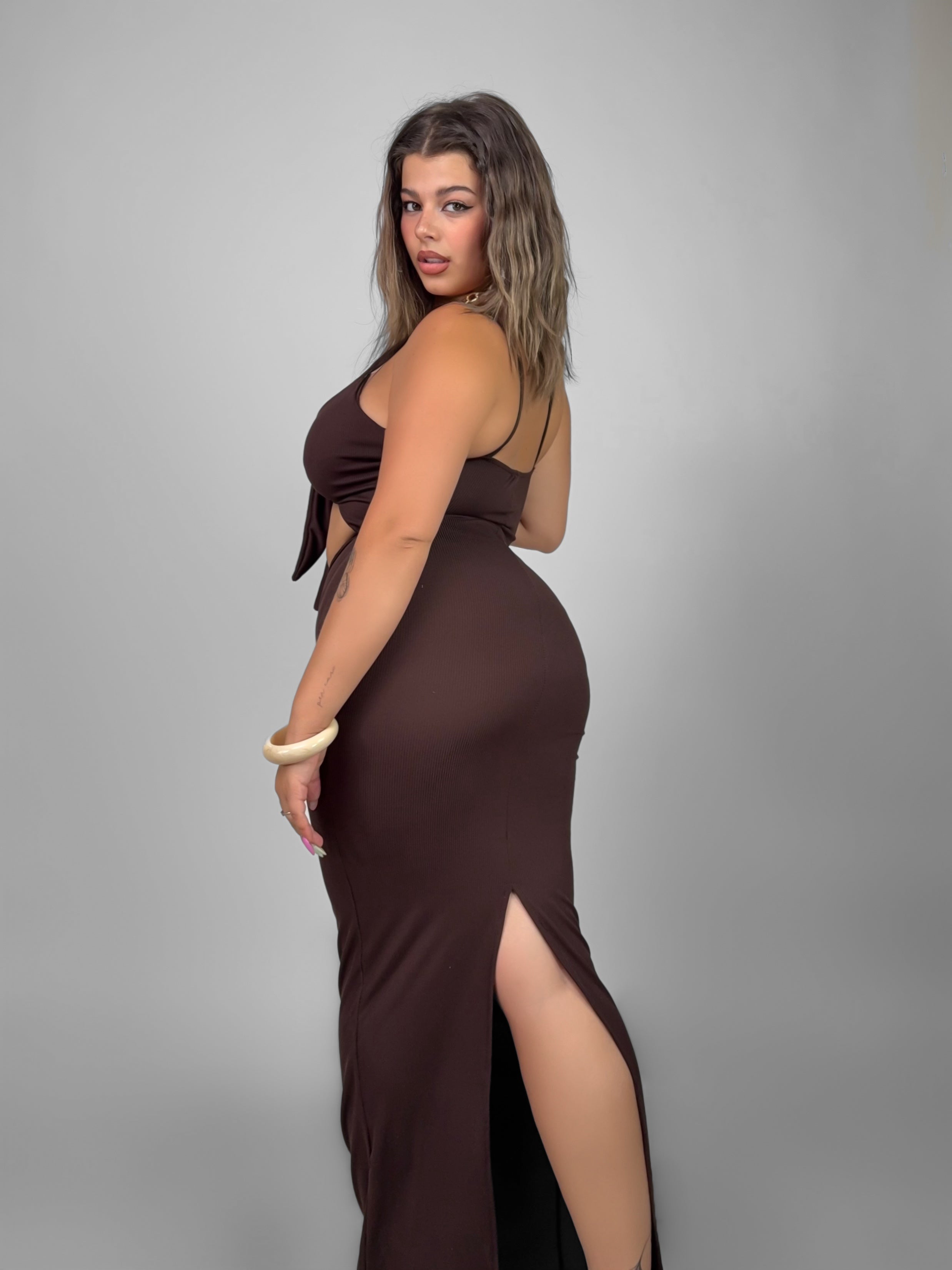 CURVY FIT - Abito Explosion - Brown