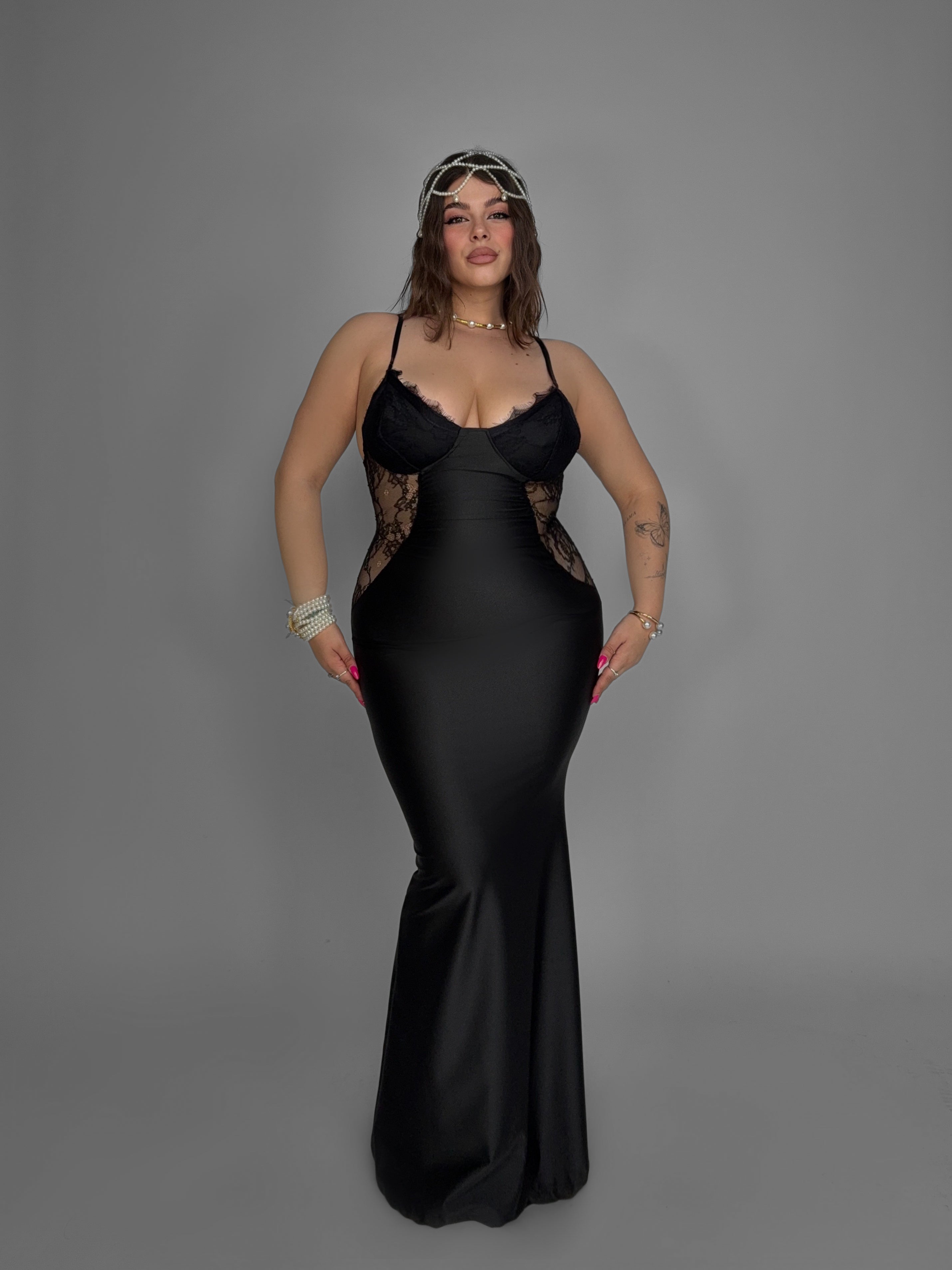 CURVY FIT- Abito Aura Side-Black