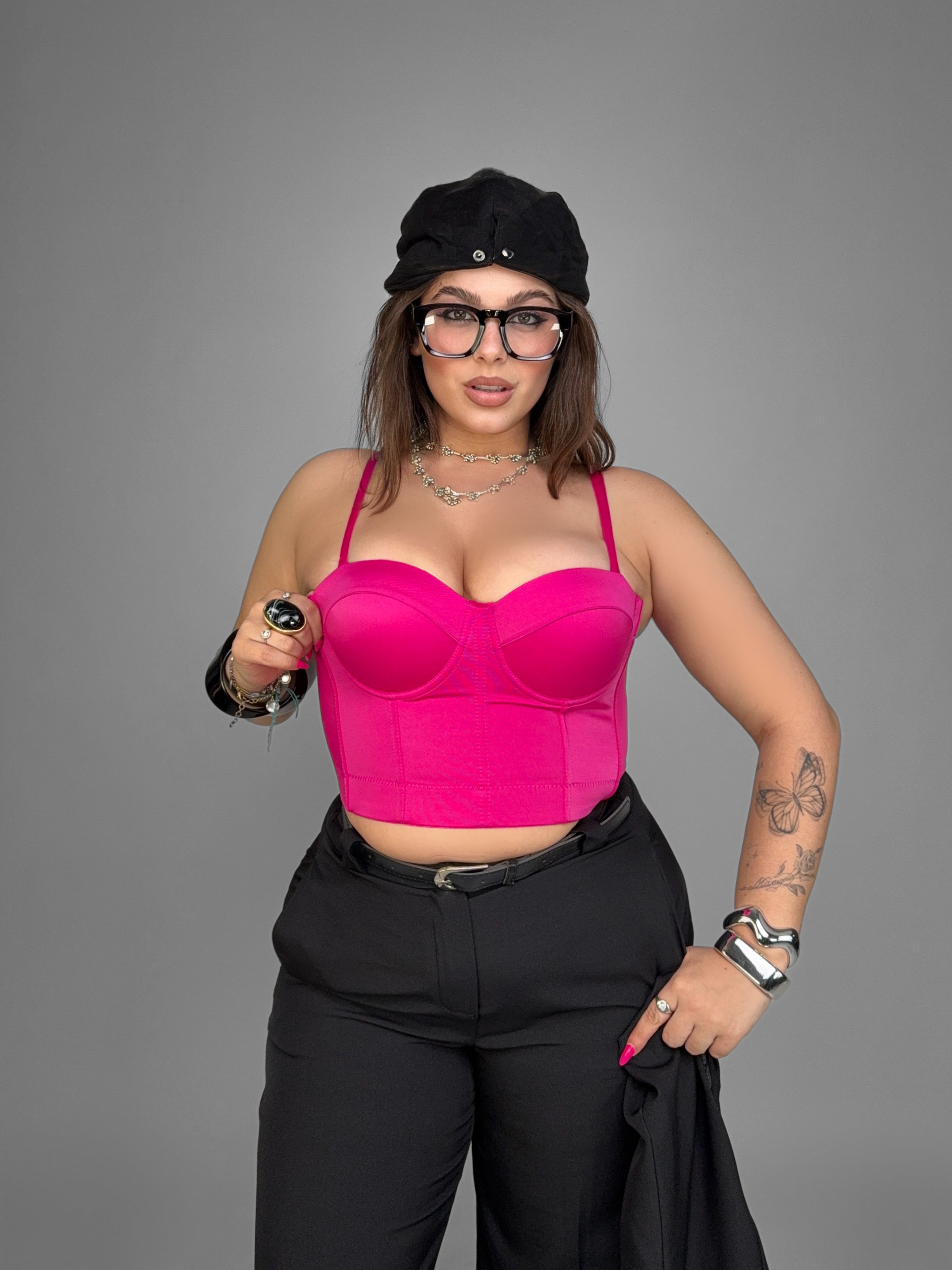 CURVY FIT - Top Bloom Cup-Fucsia
