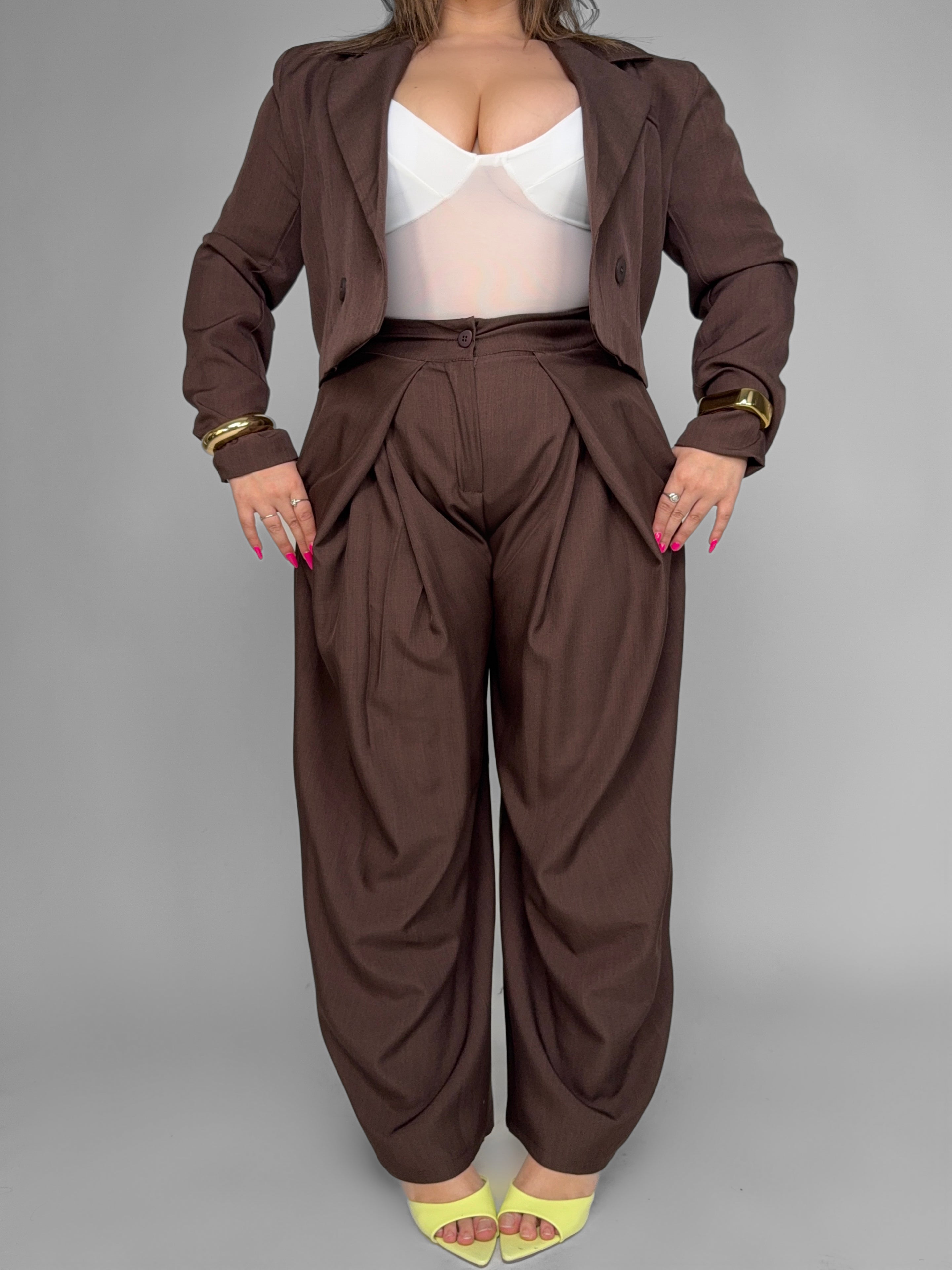 CURVY FIT - Pantalone Form Brown
