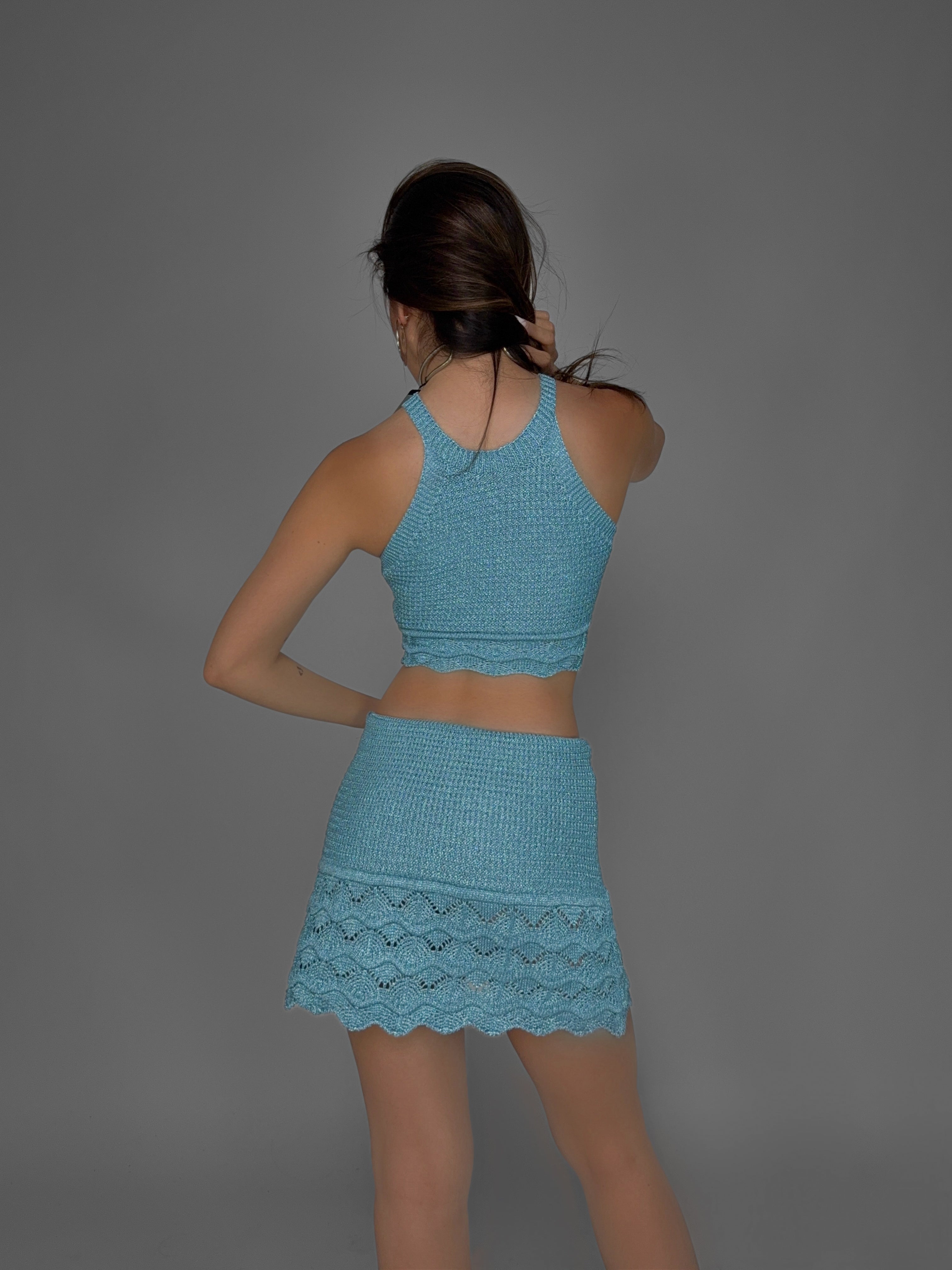Full Shimmer Knit-Light Blue