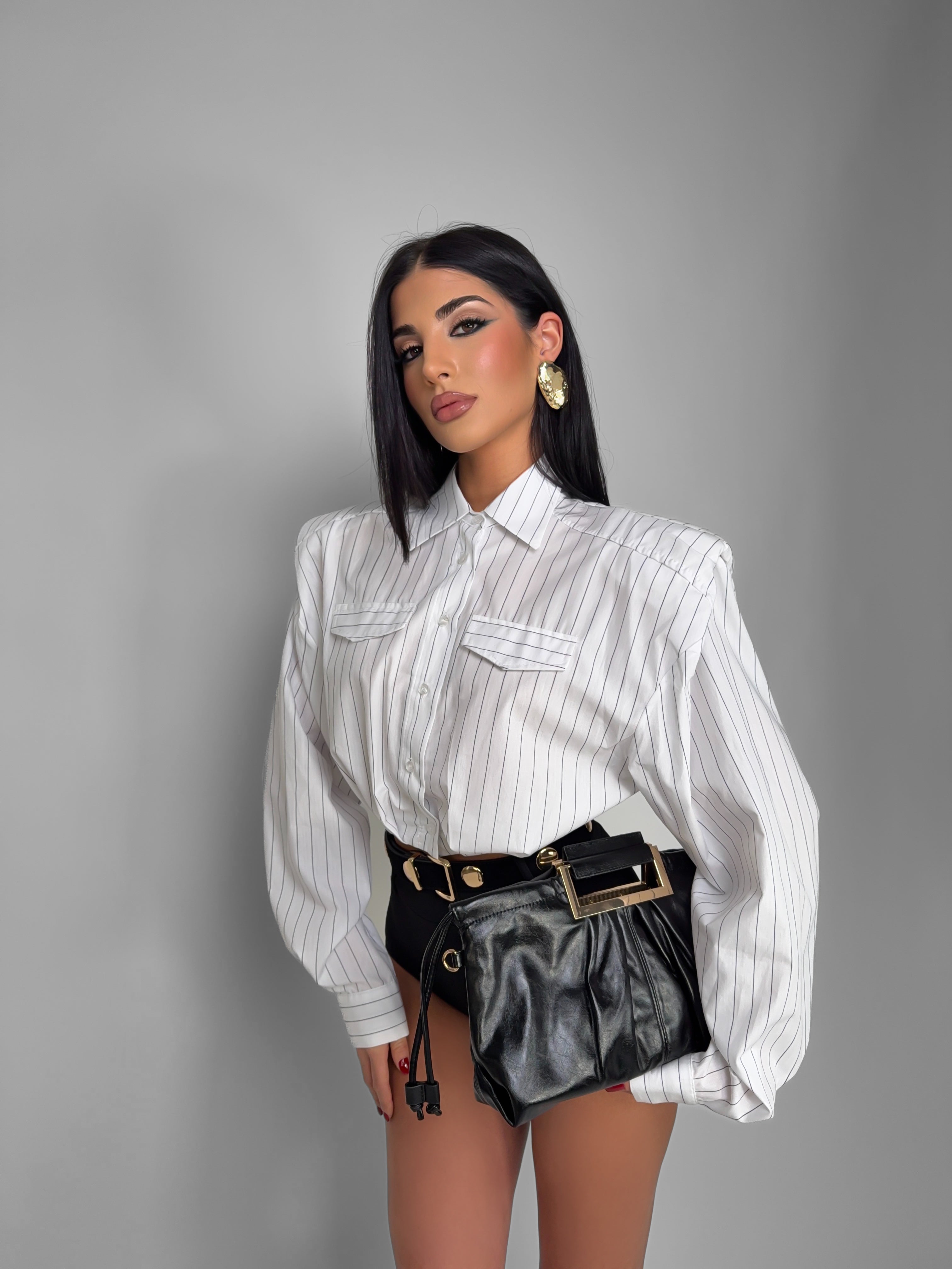 Camicia Stripe Crop-White