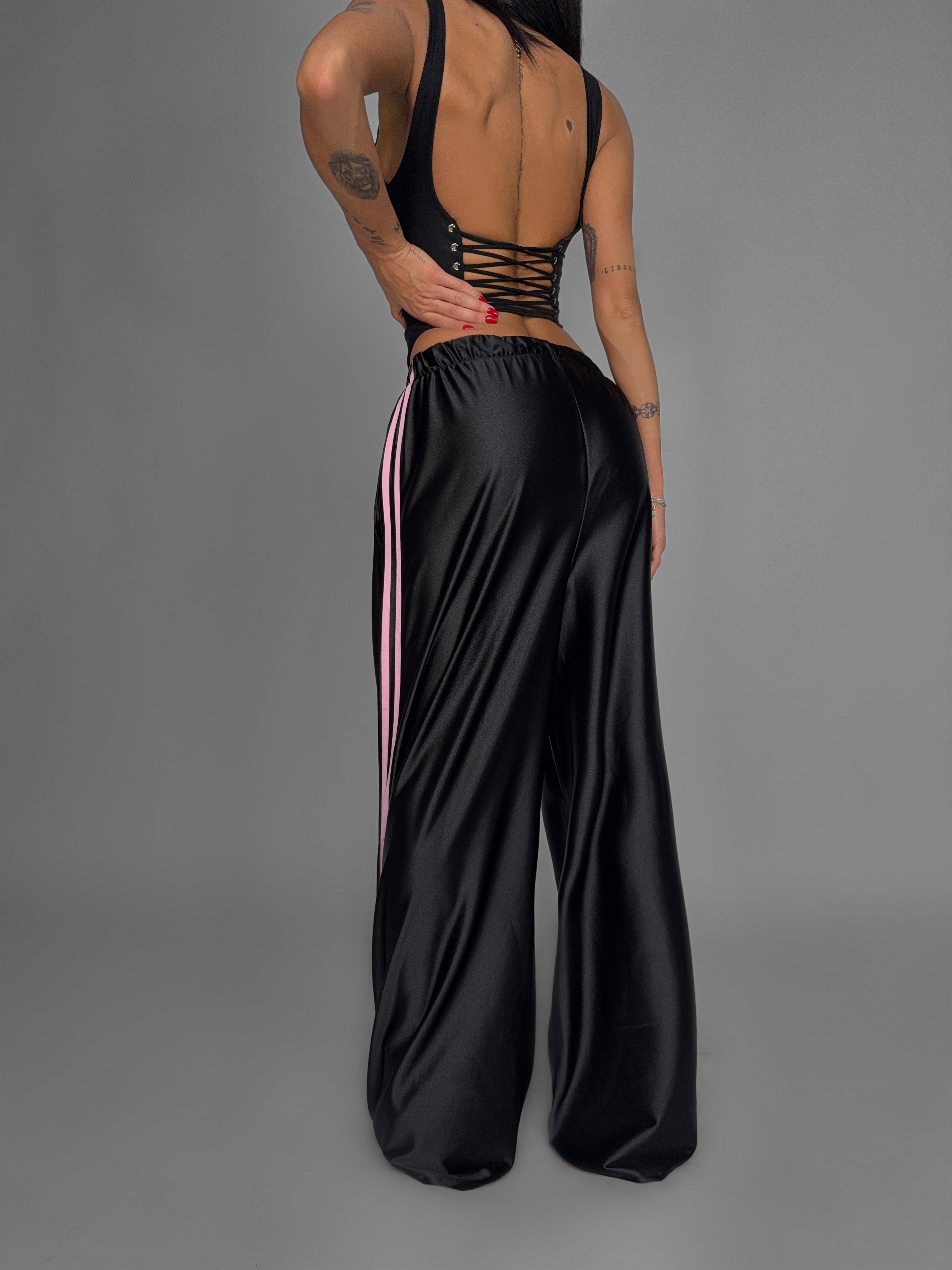 Shiny Side-Black Trousers