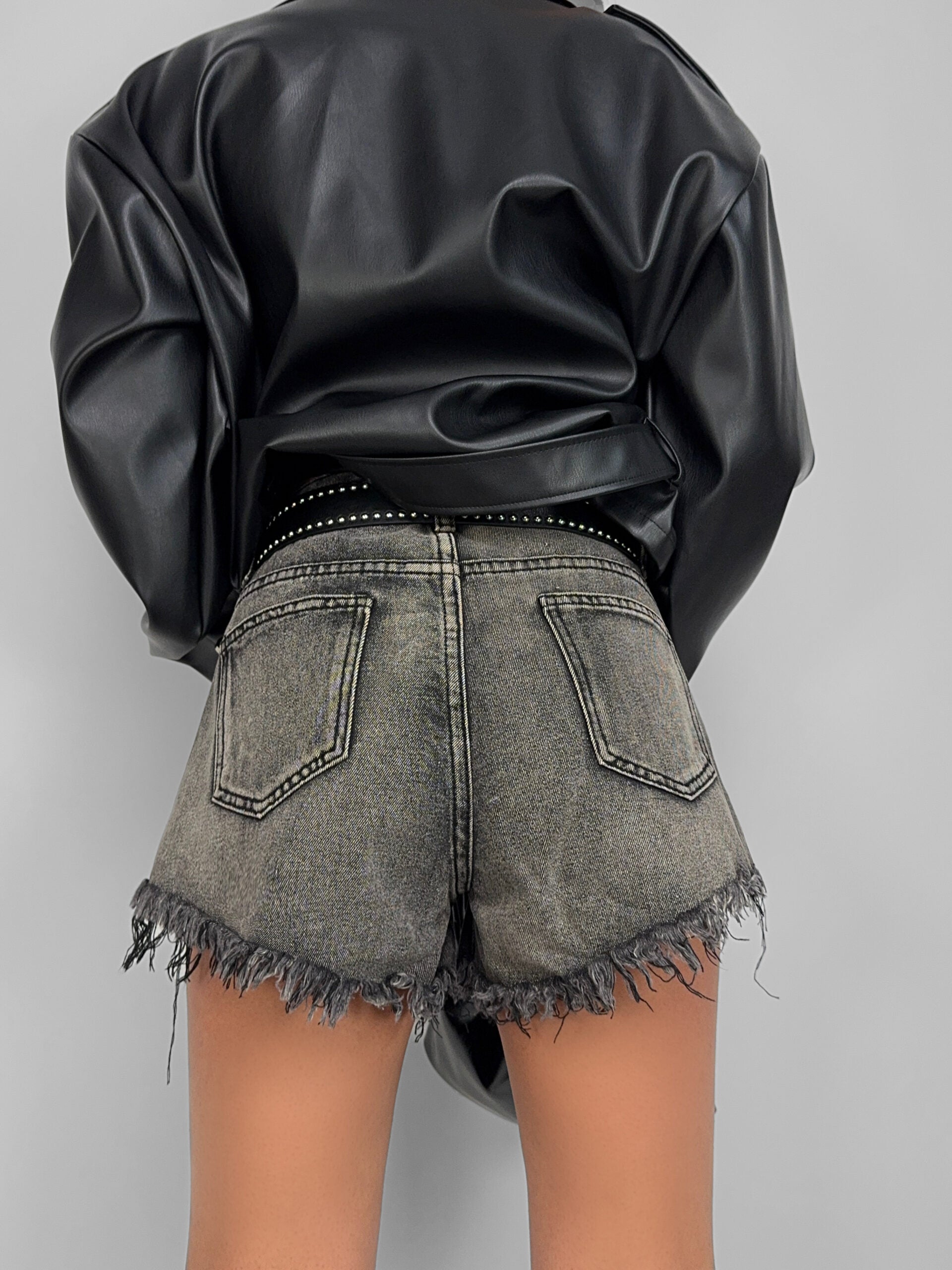 Shorts Jeans Frayed - Black
