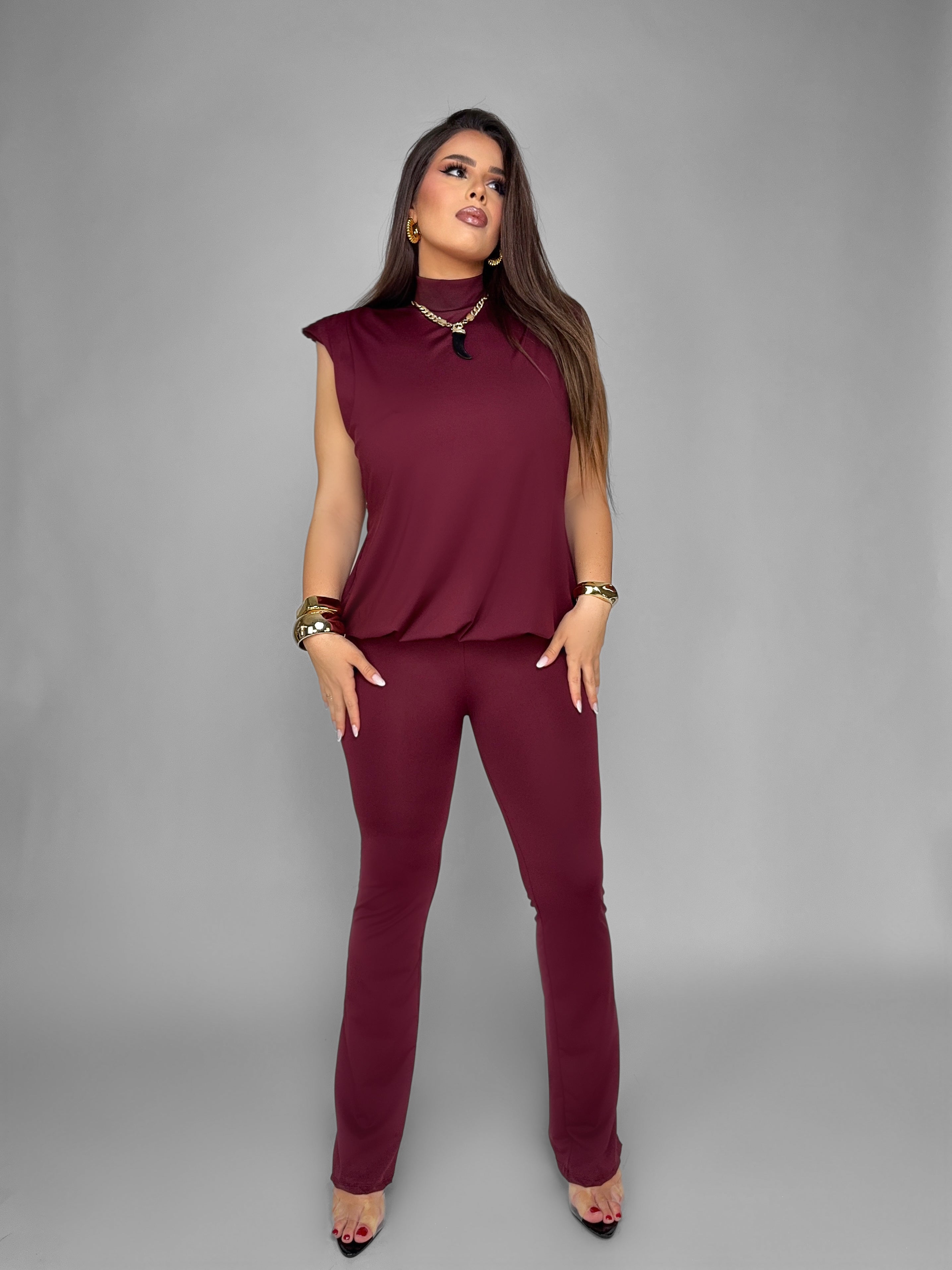 CURVY FIT - Sleekline Jumpsuit-Cherry Red