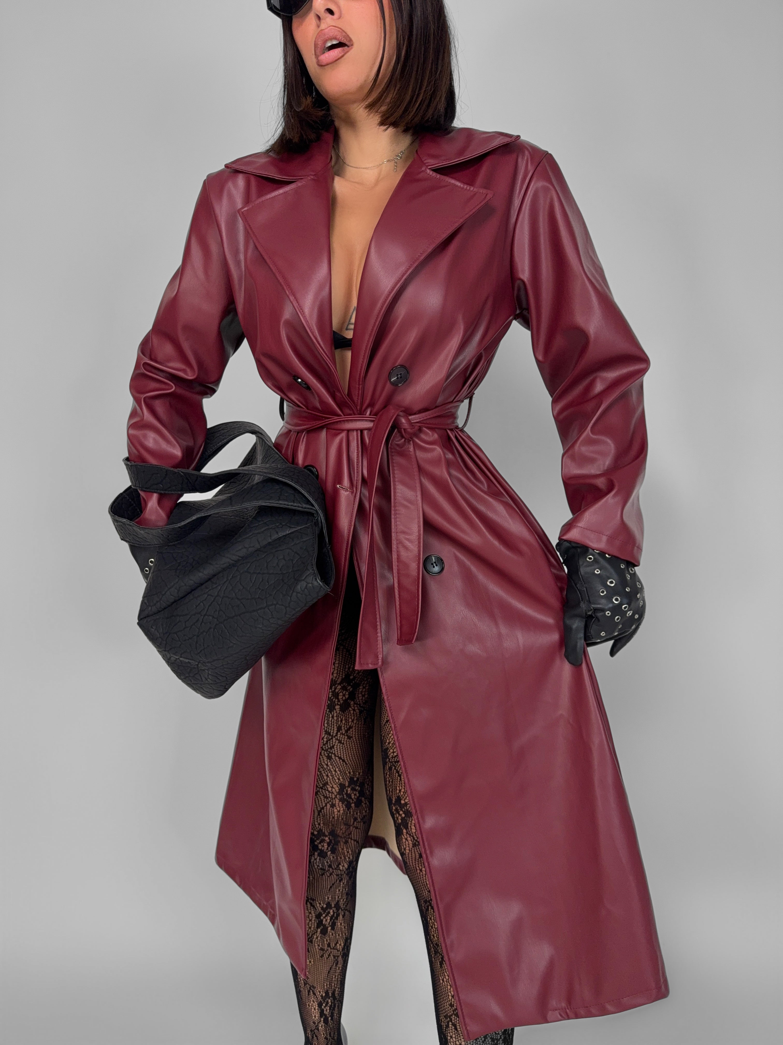 Trench Leather Mania - Cherry Red