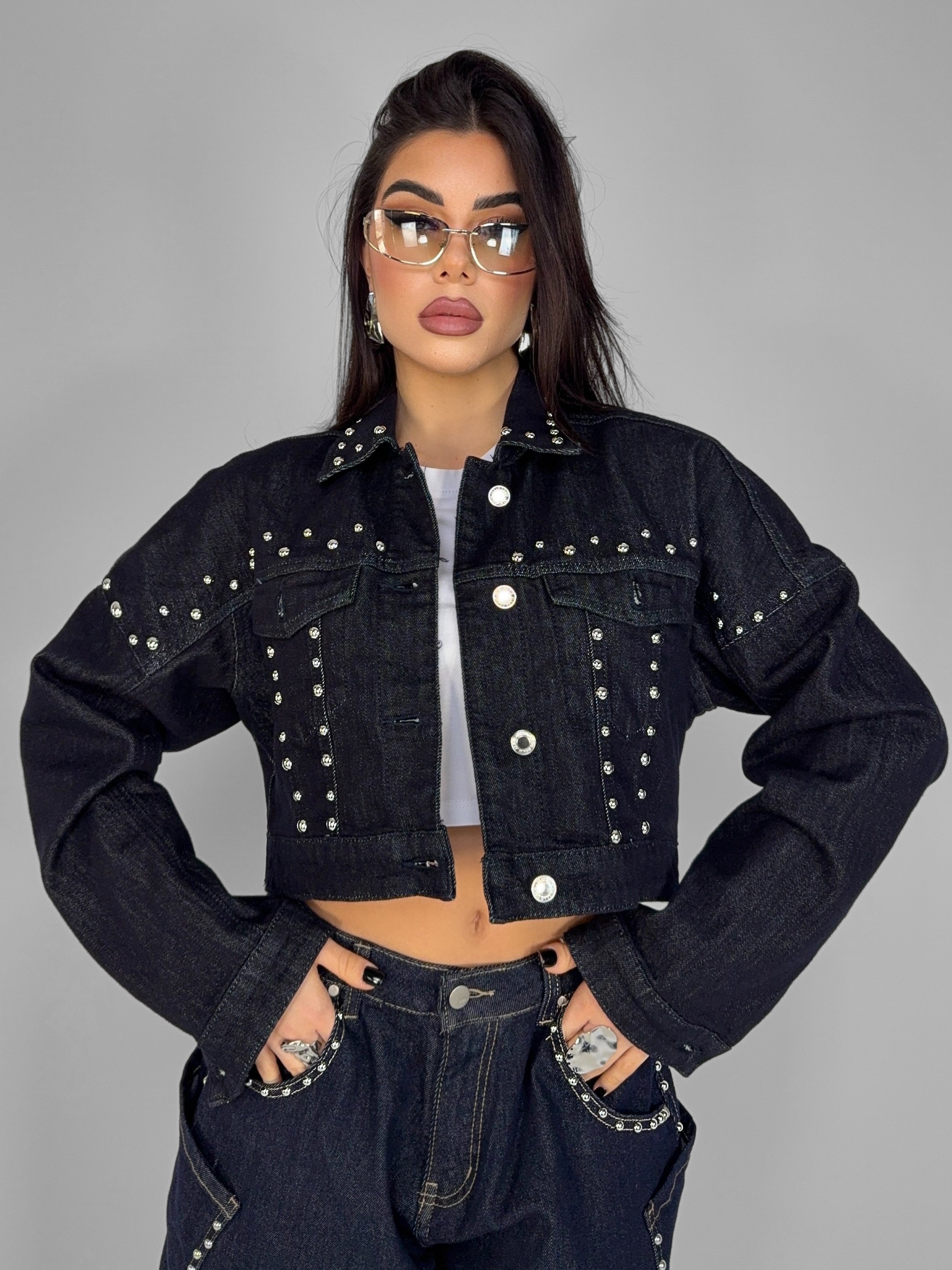 Giacca Crop Studded