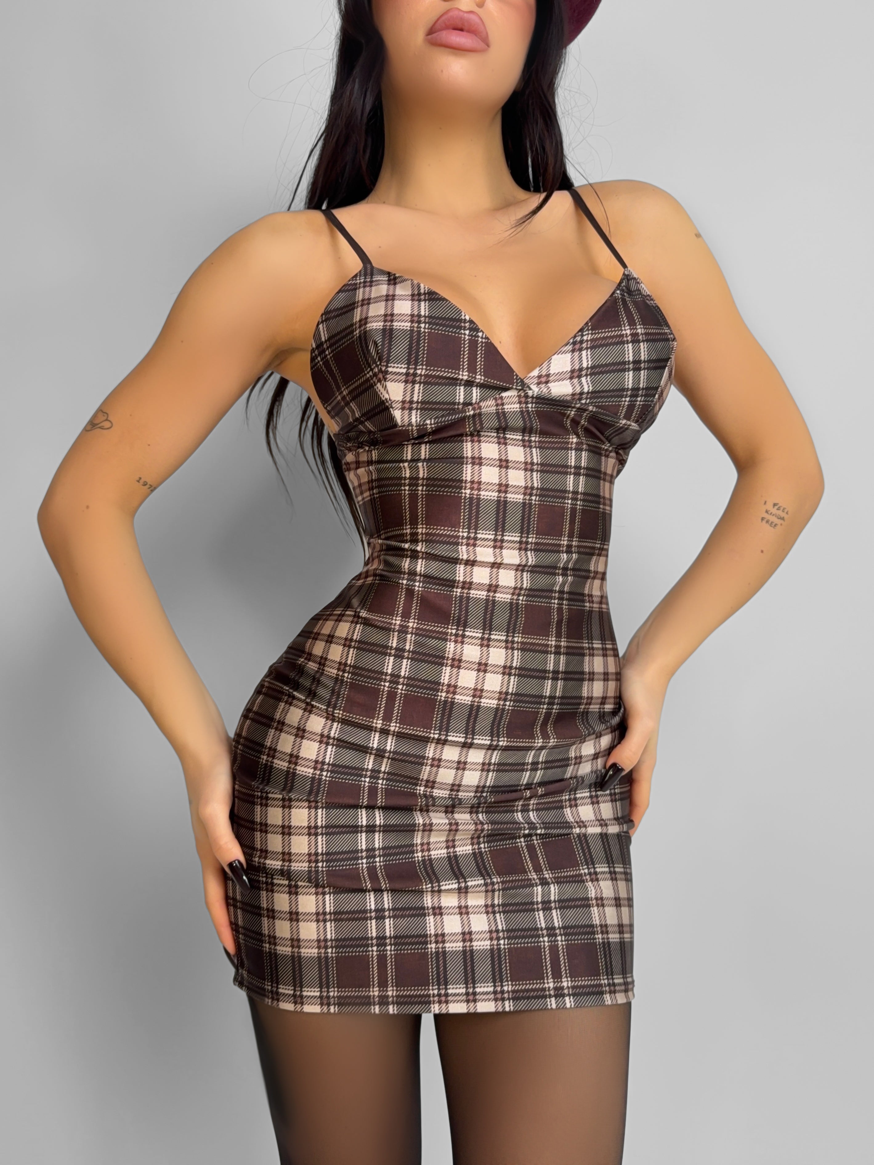 Abito Hare Check-Brown