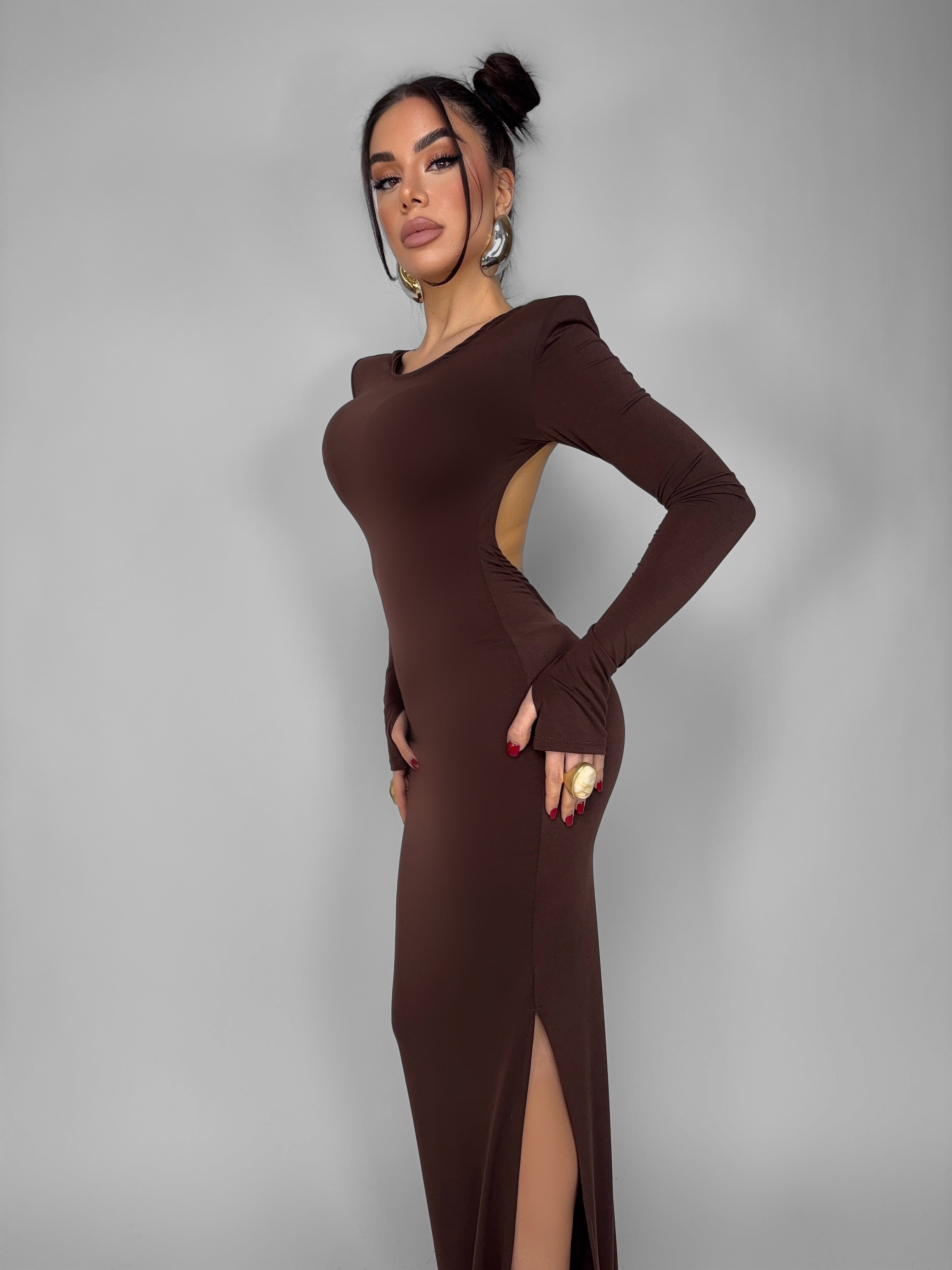 Abito Bare Back-Brown