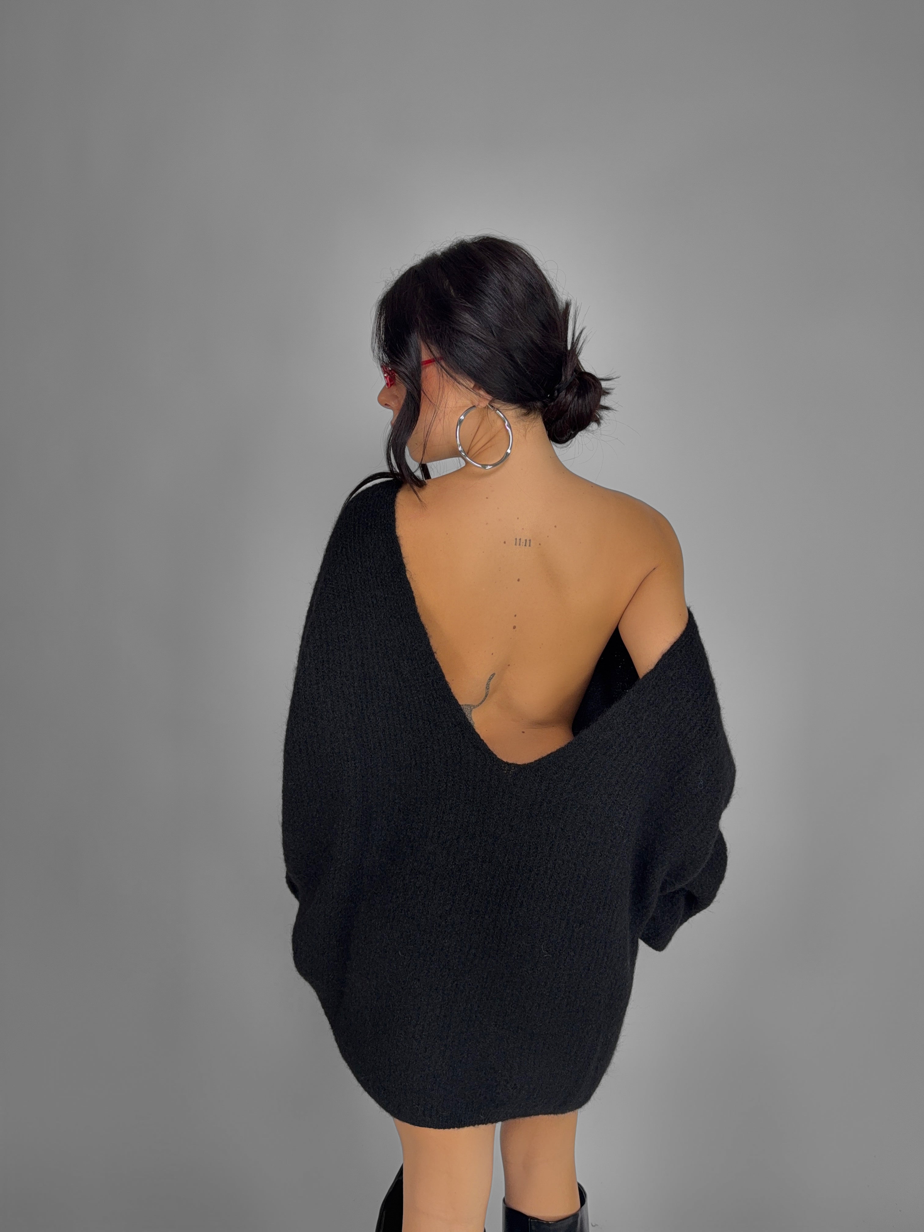 Maxi Maglione Backless-Black