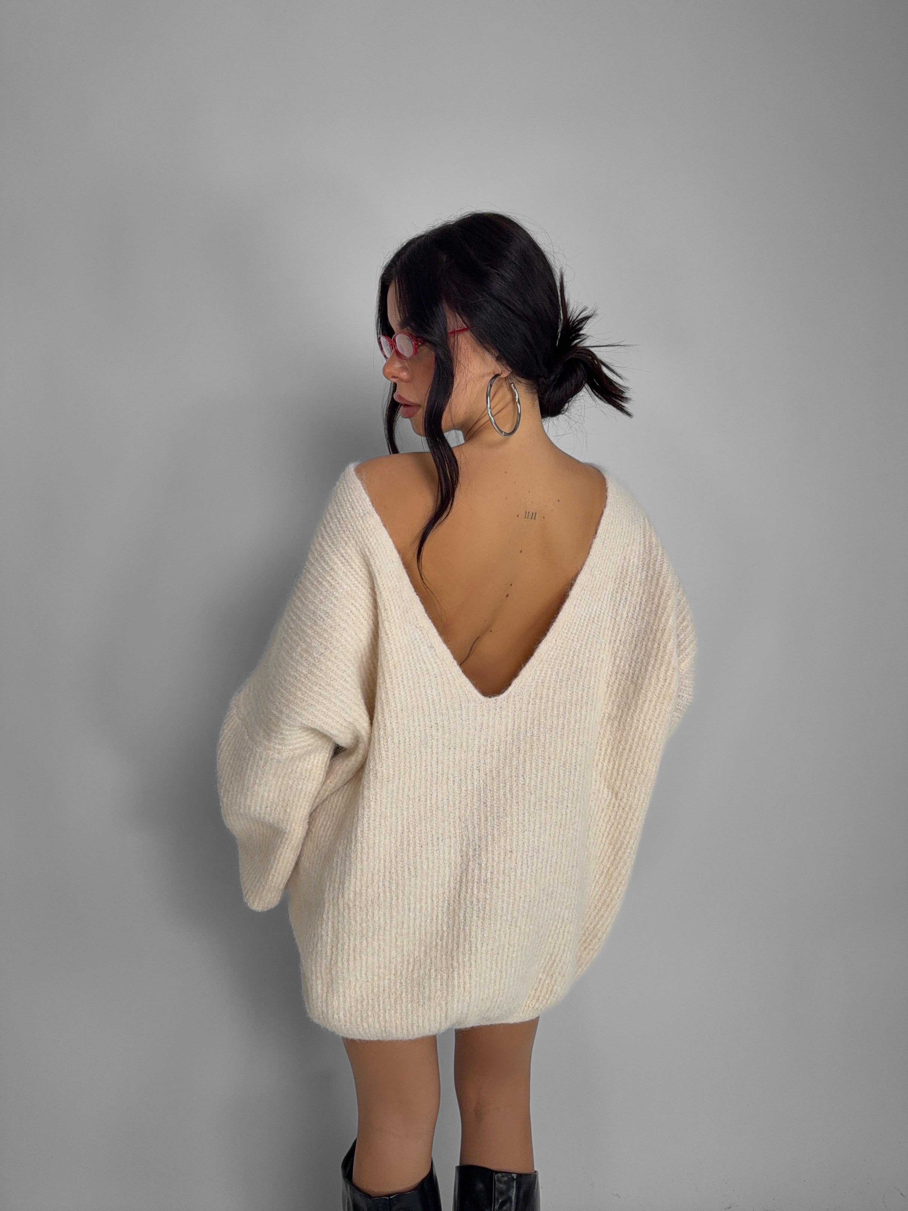 Maxi Maglione Backless-White