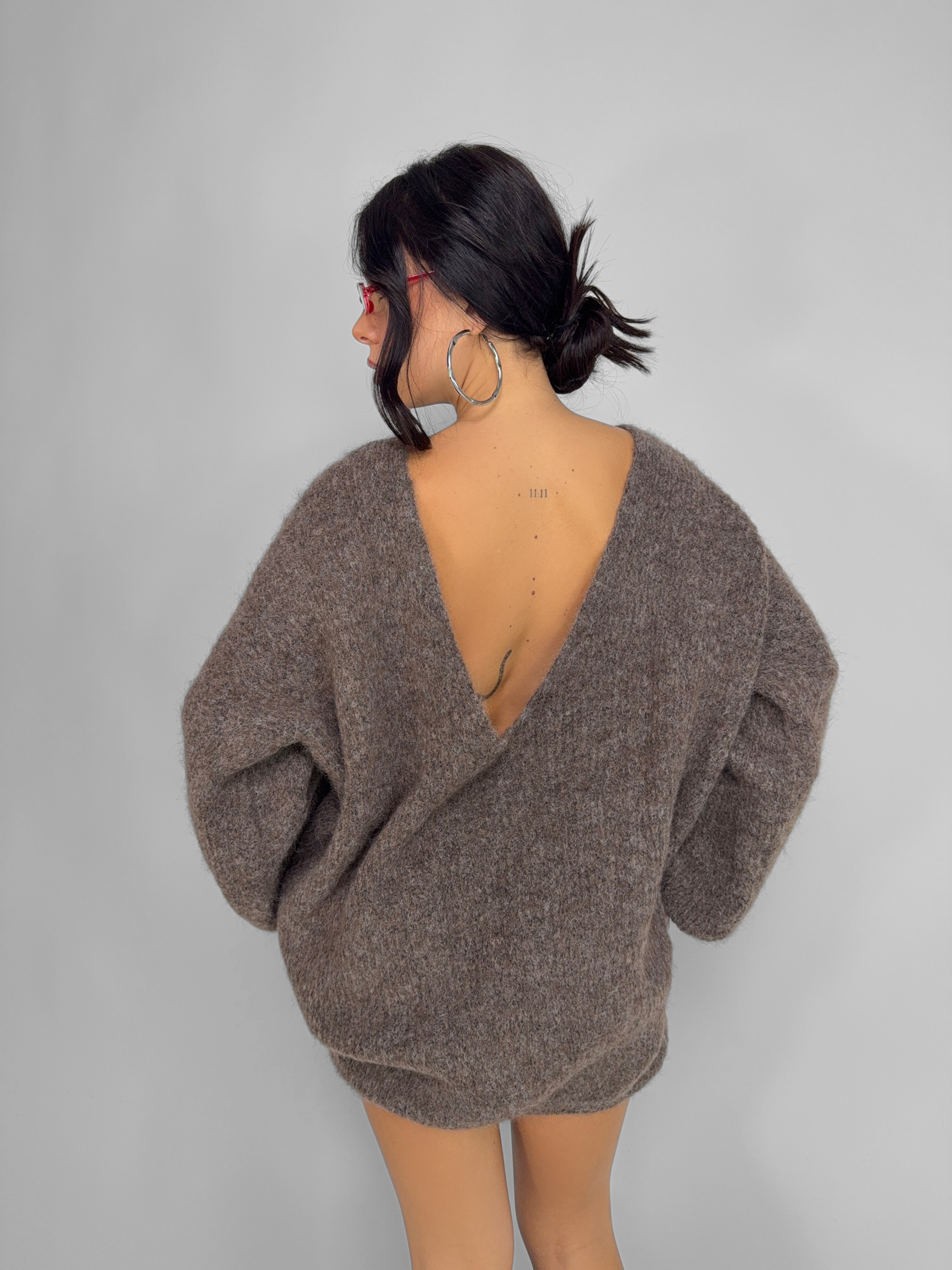 Maxi Maglione Backless-Brown
