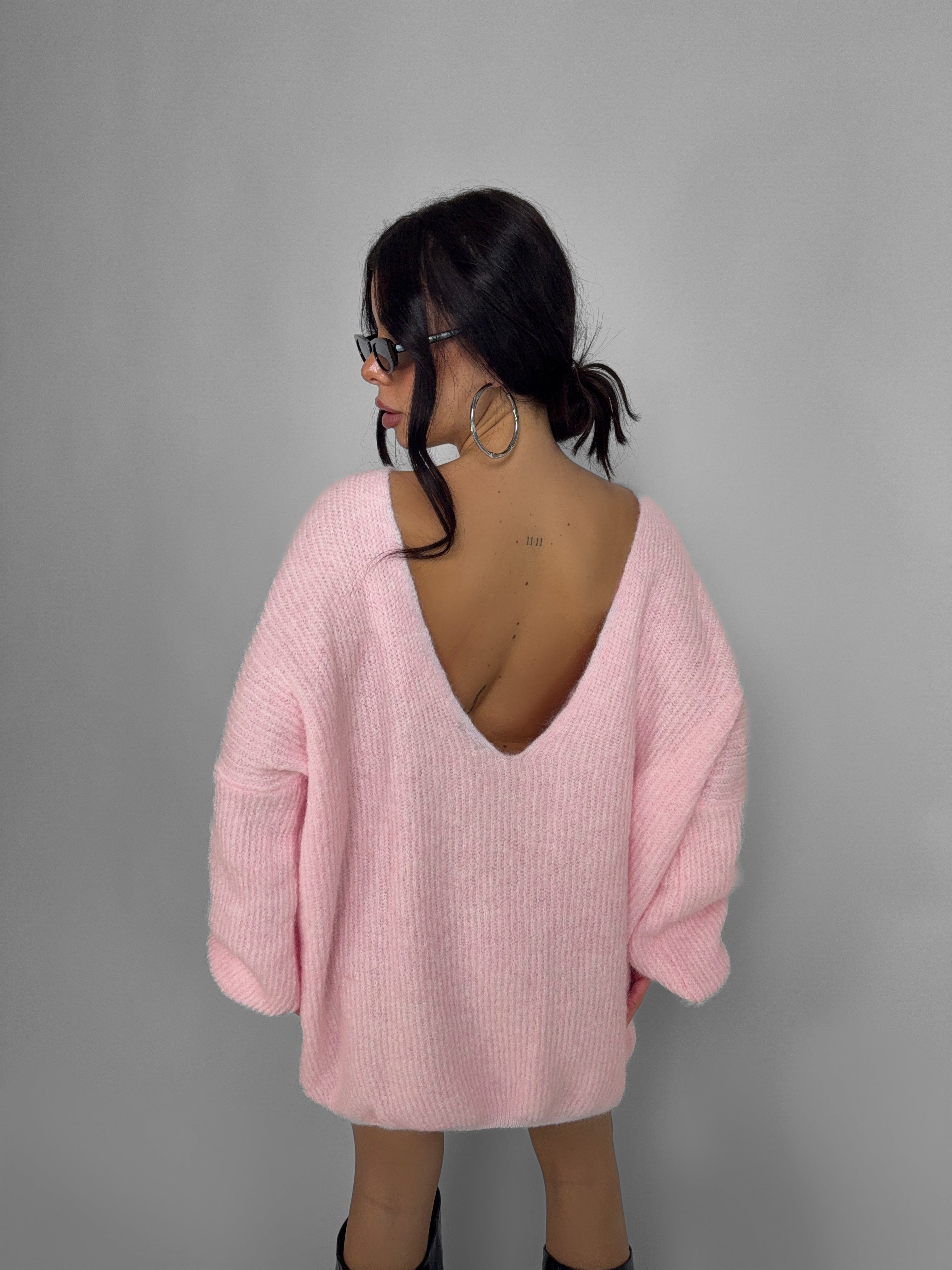 Maxi Maglione Backless-Pink