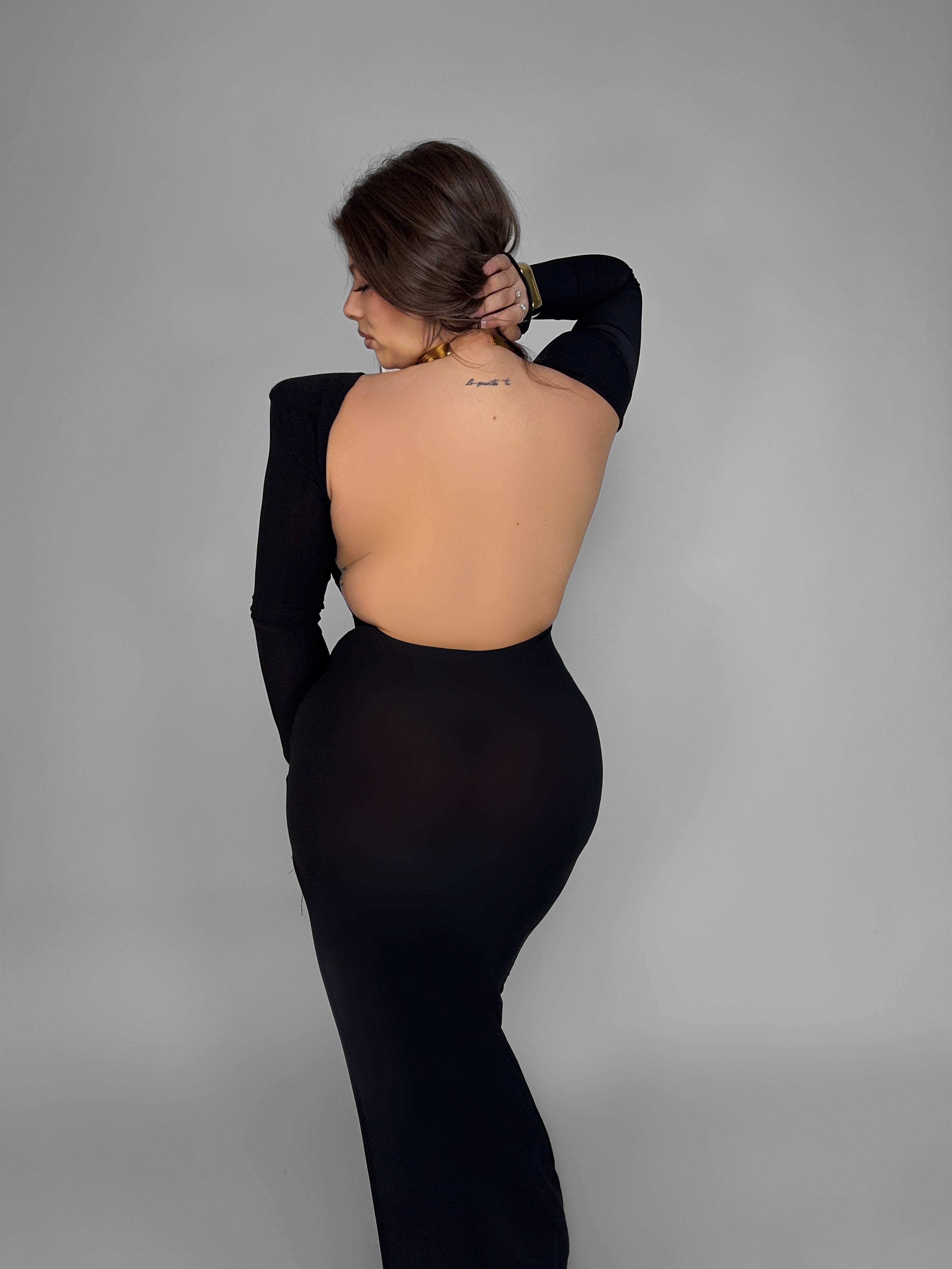 CURVY FIT - Abito Bare Back-Black