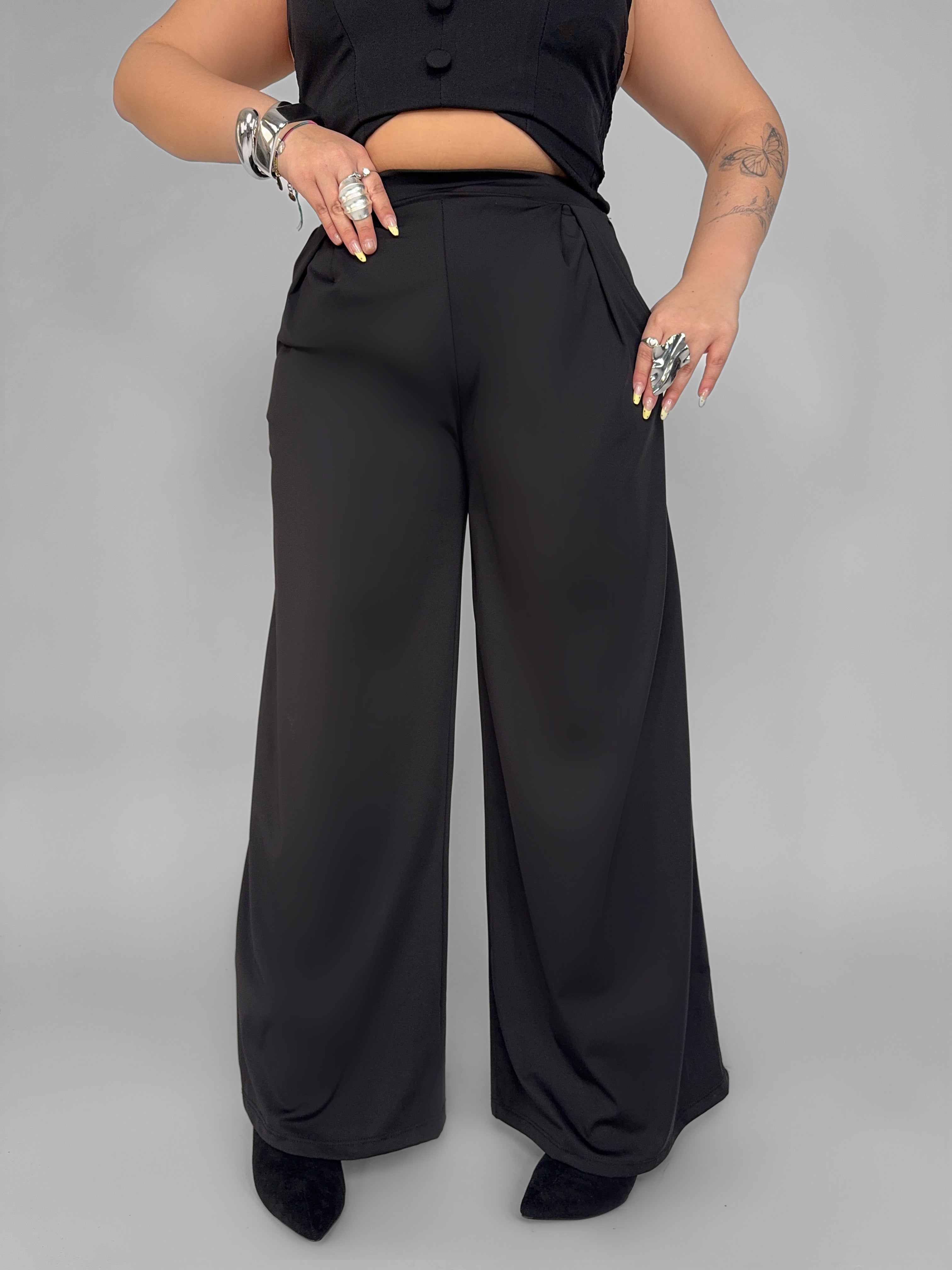 CURVY FIT - Pantalone Soft Touch-Black