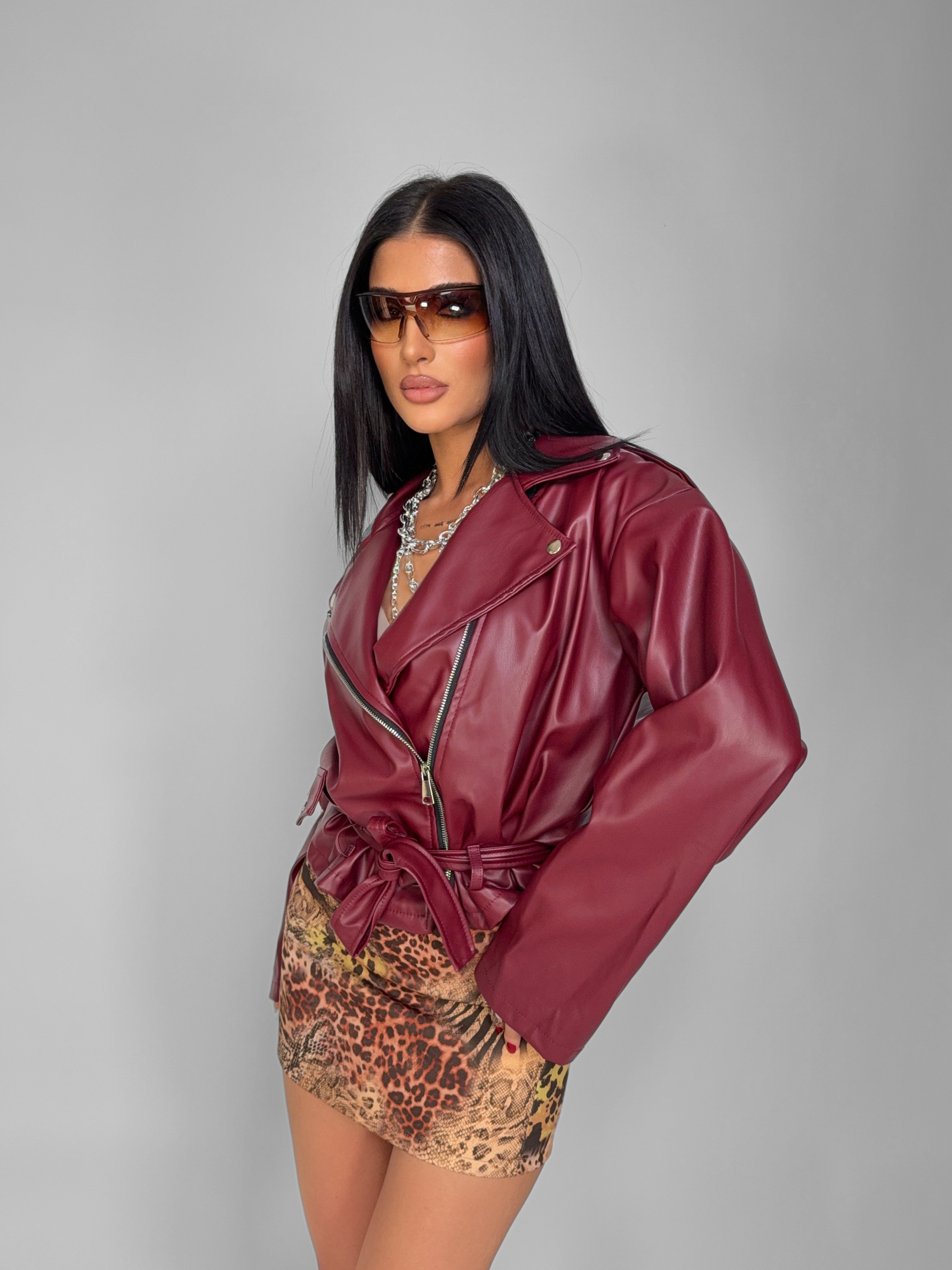 Chiodo Over Leather-Cherry Red
