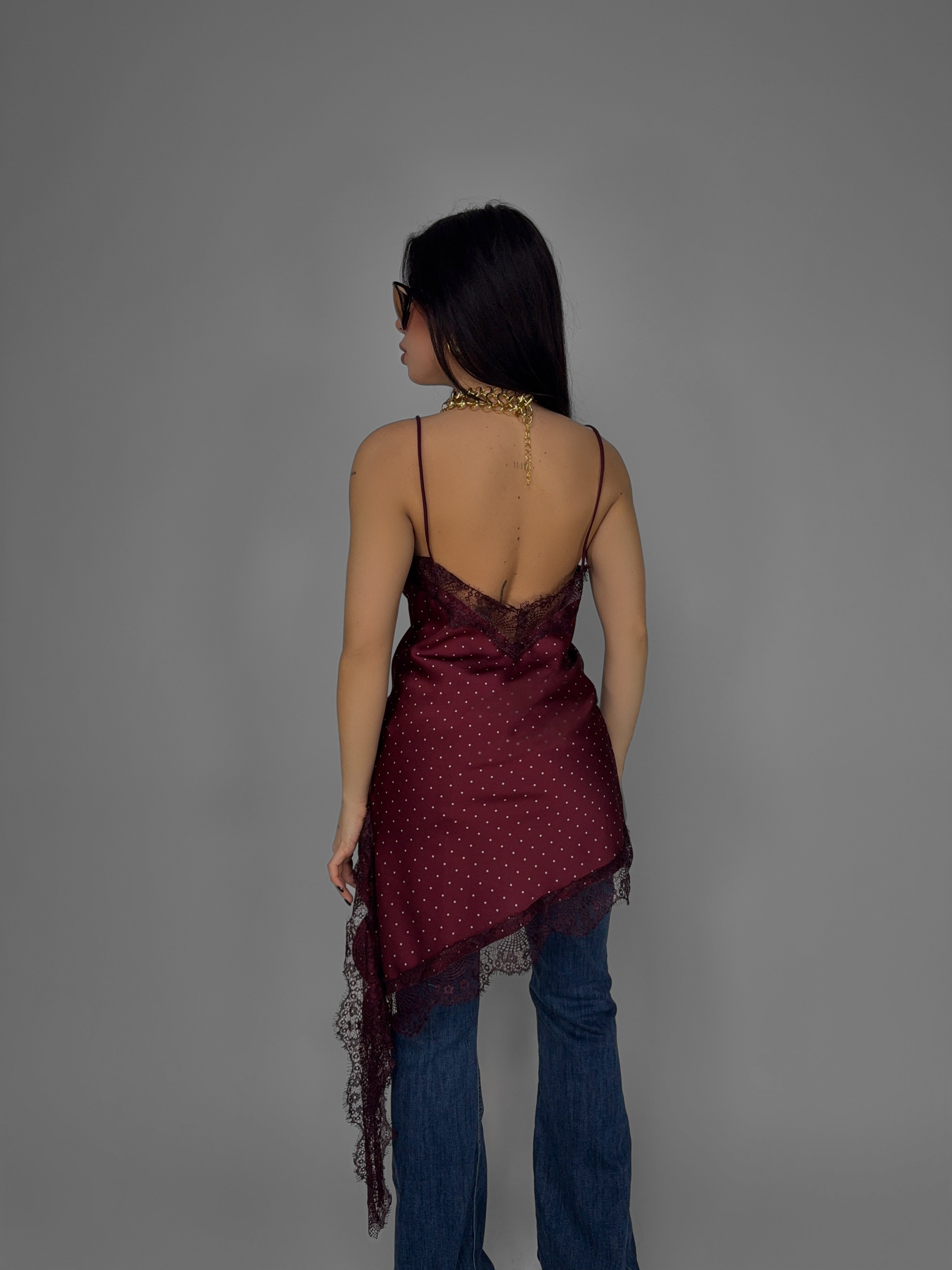 Abito Satin Lace-Cherry