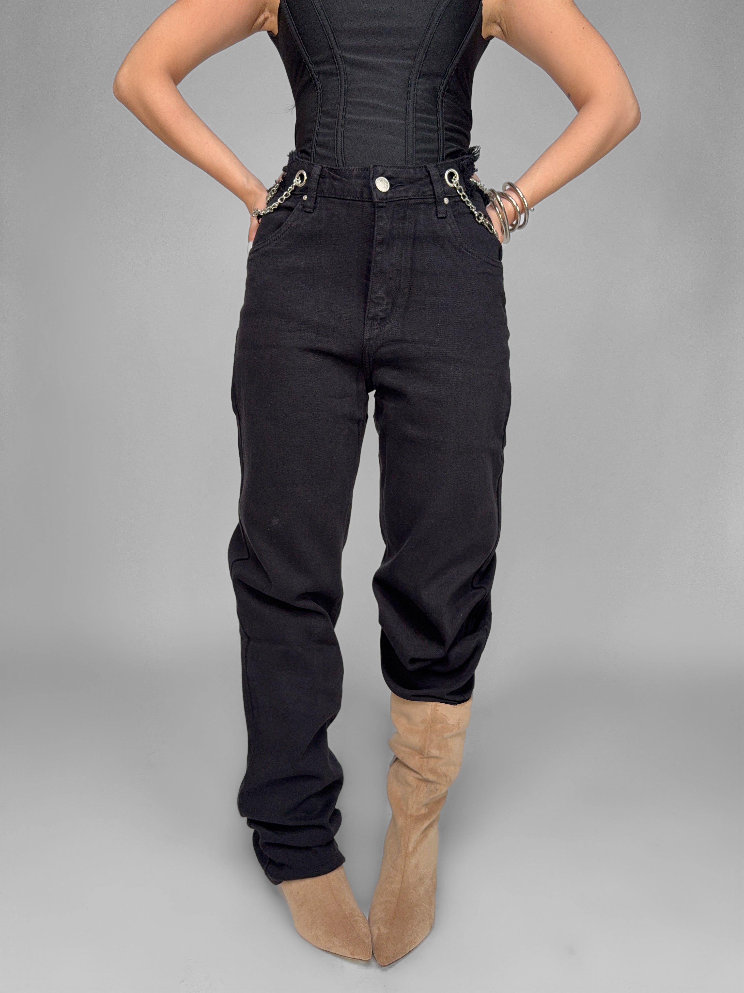 Jeans Black Chain