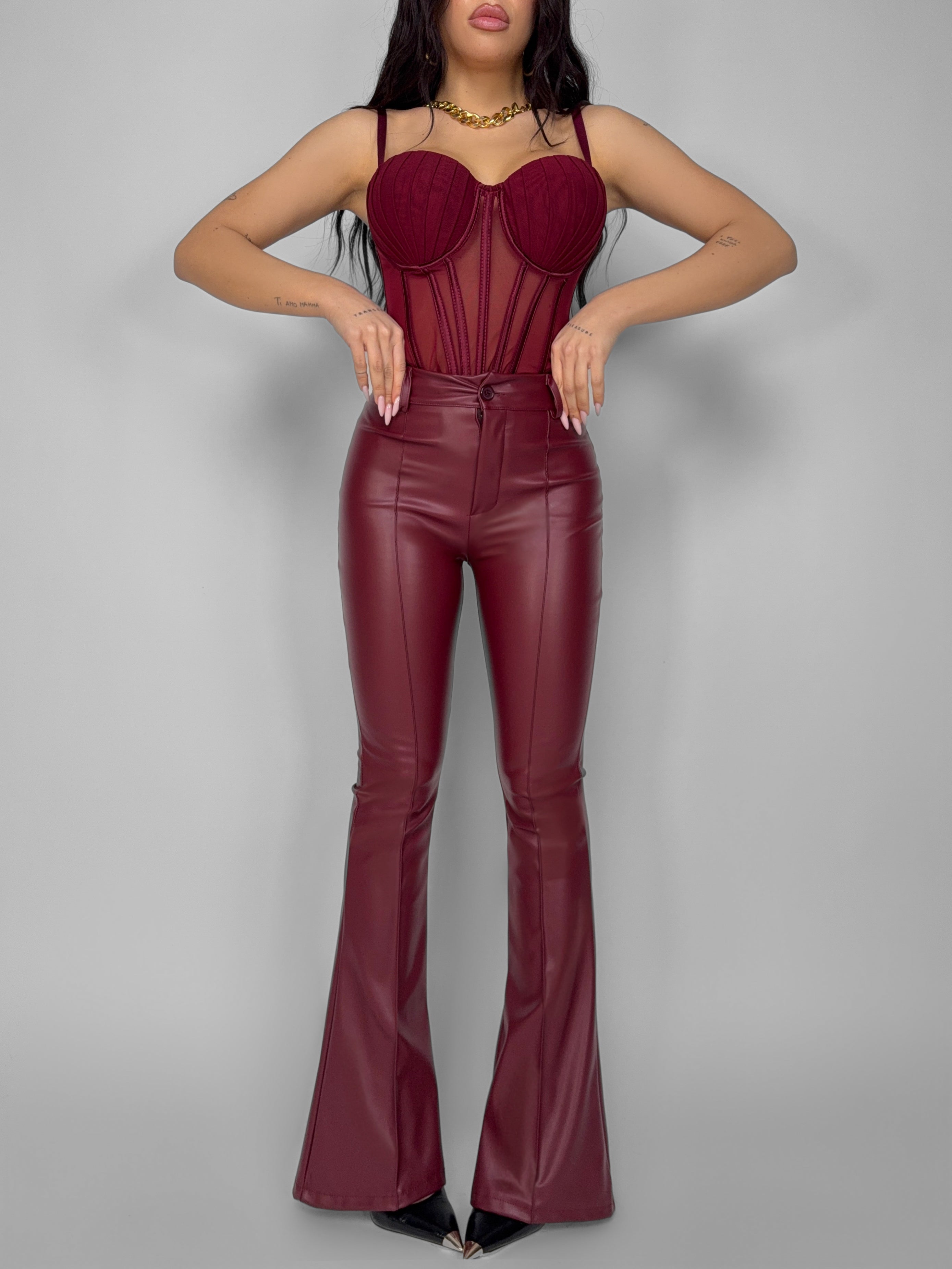 Pantalone Palace Skin Leather - Cherry Red
