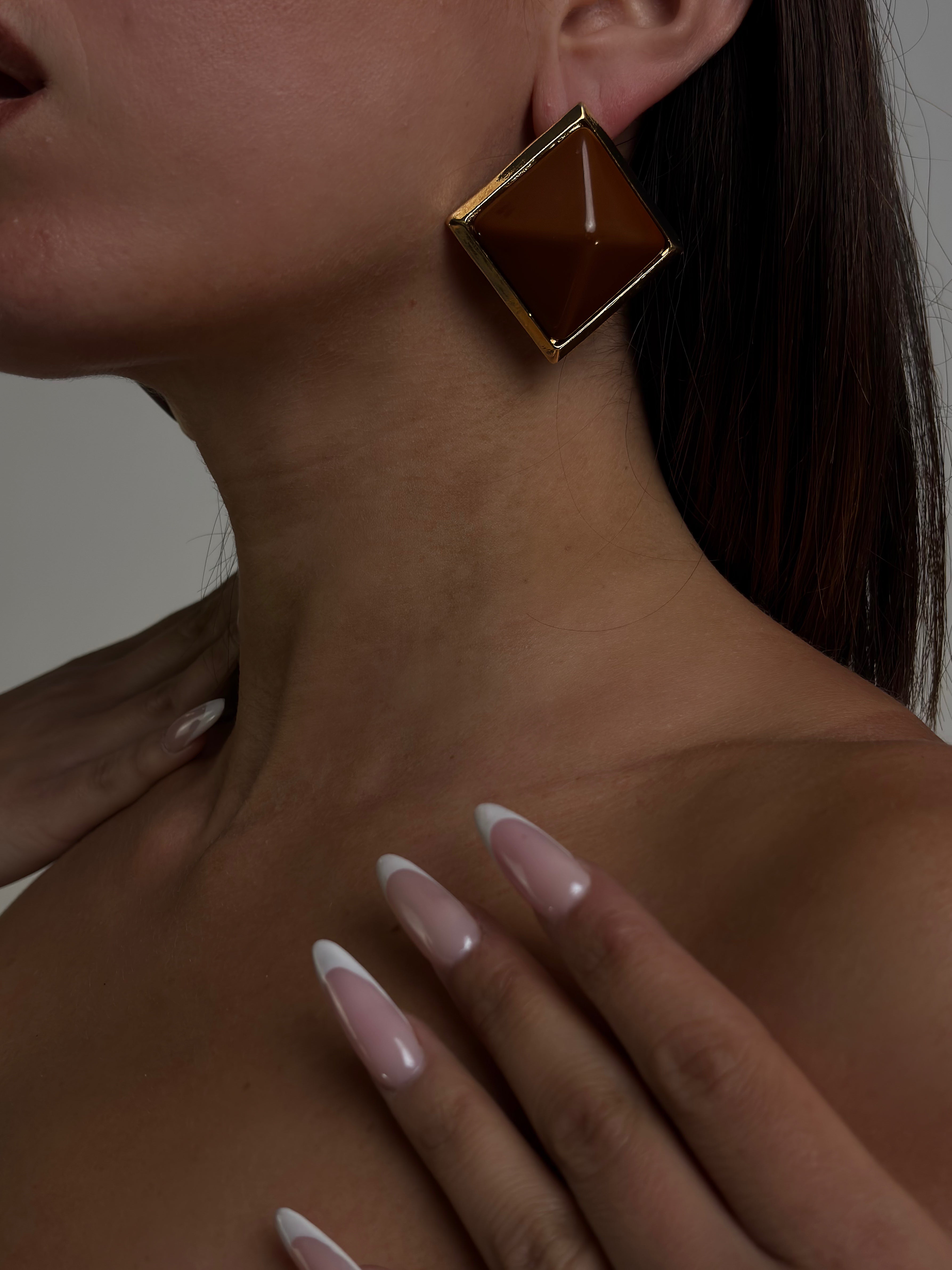 Orecchini Geometric Chic-Brown