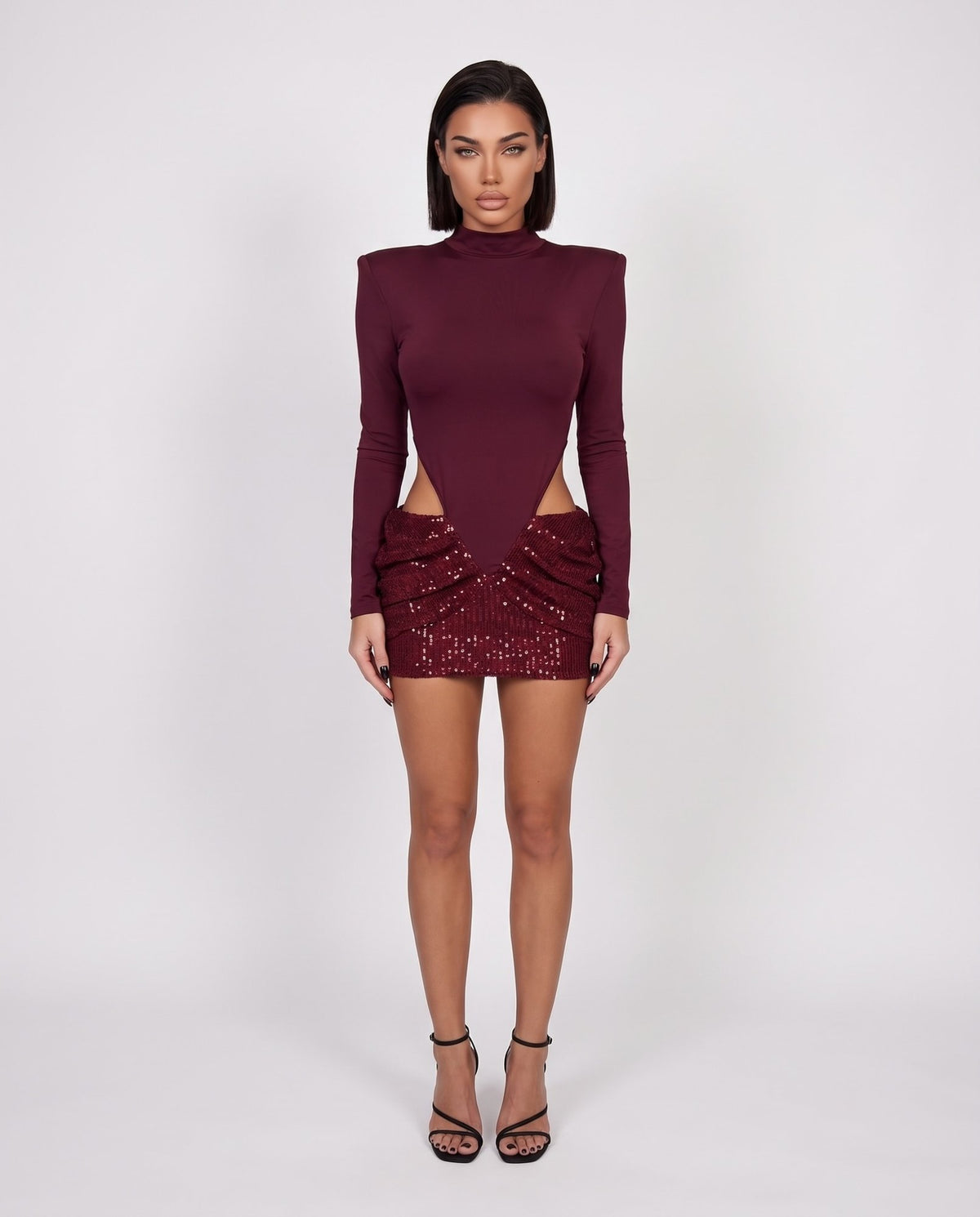 Abito Sequin Skirt-Cherry Red
