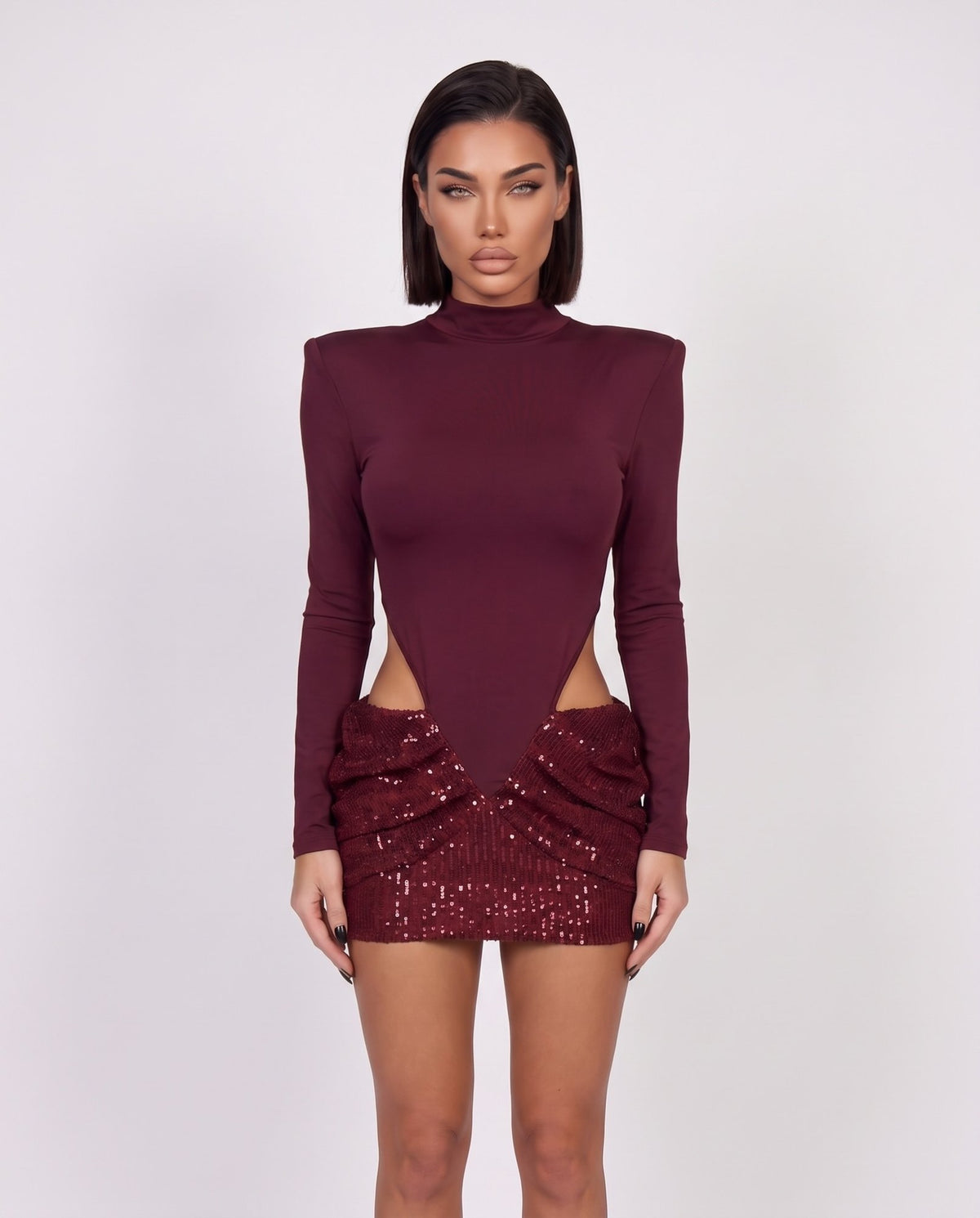 Abito Sequin Skirt-Cherry Red