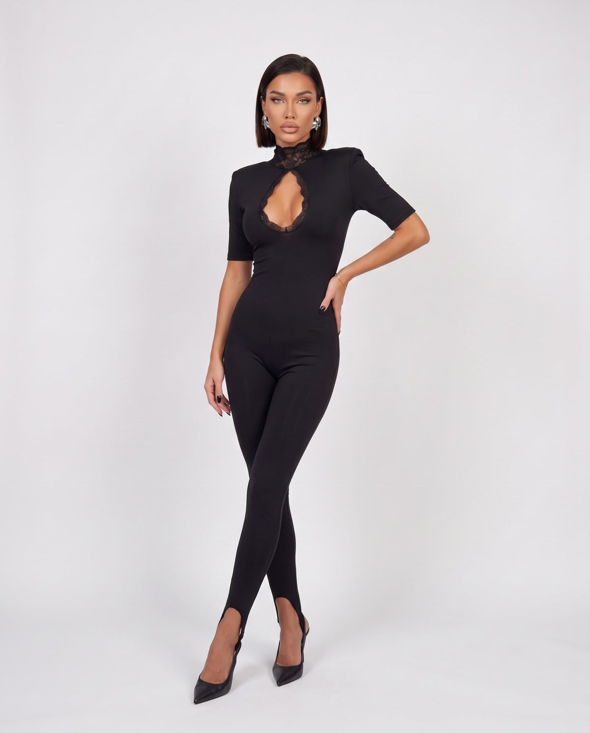 Jumpsuit Lace Keyhole-Black